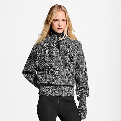 Pullover mélange con mezza zip cropped view