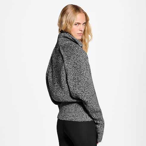 Pullover mélange con mezza zip cropped worn view