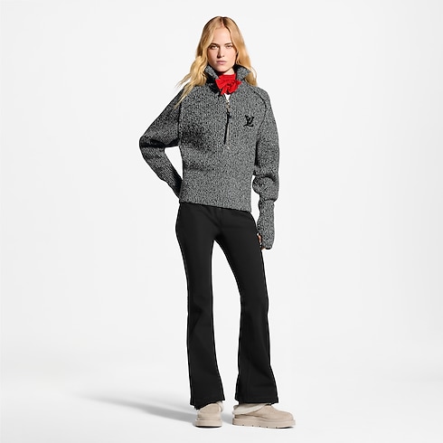 Pullover mélange con mezza zip worn view