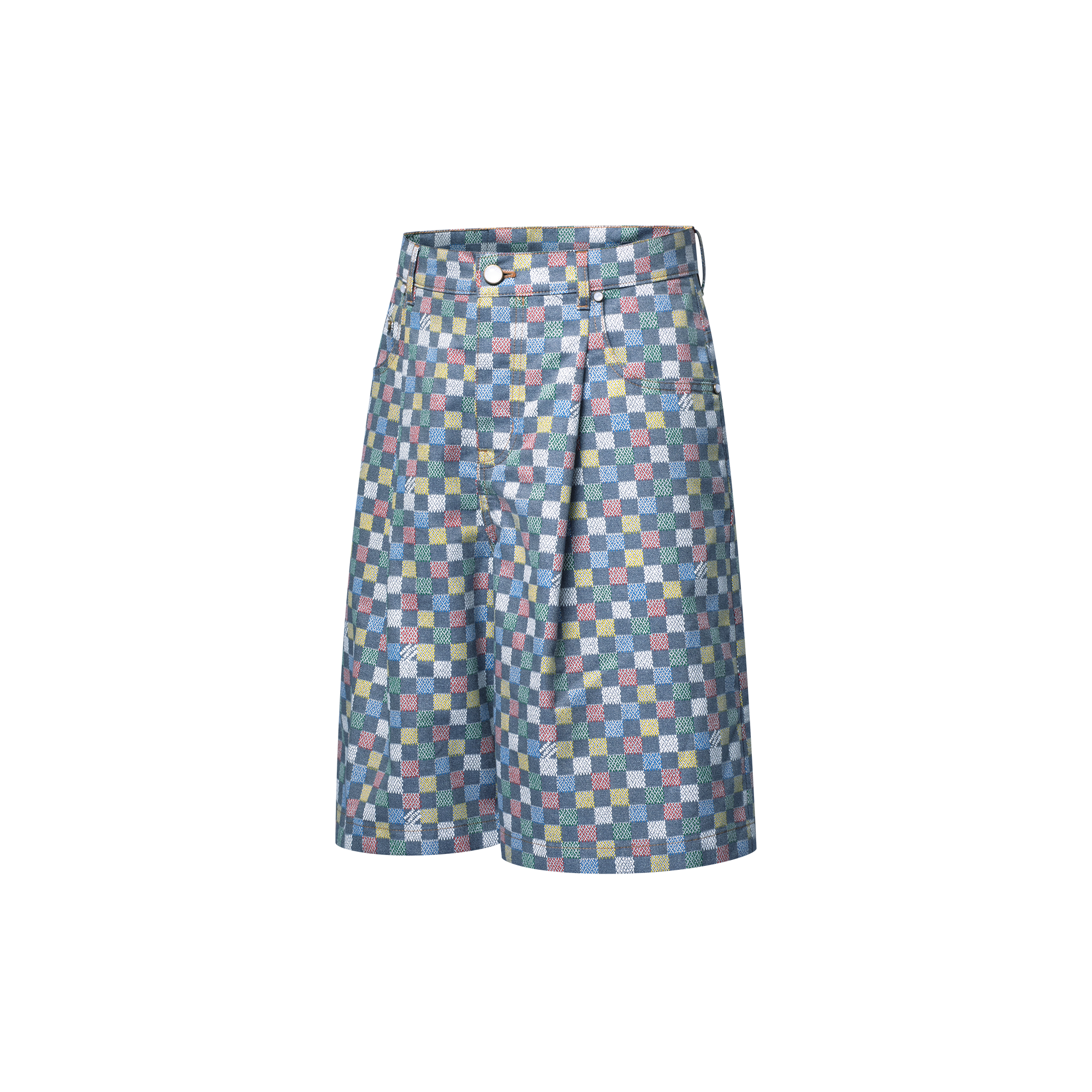 Shorts ampi in chambray con motivo Damier  Uomo Abbigliamento Collezione Denim | LOUIS VUITTON (Zoom prodotto)
