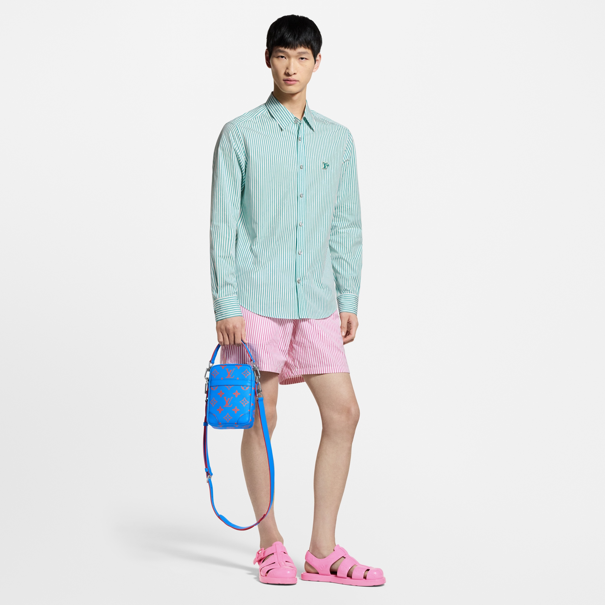 Shorts casual con motivo Monogram e a righe  Uomo Abbigliamento Pantaloni | LOUIS VUITTON (Zoom prodotto)