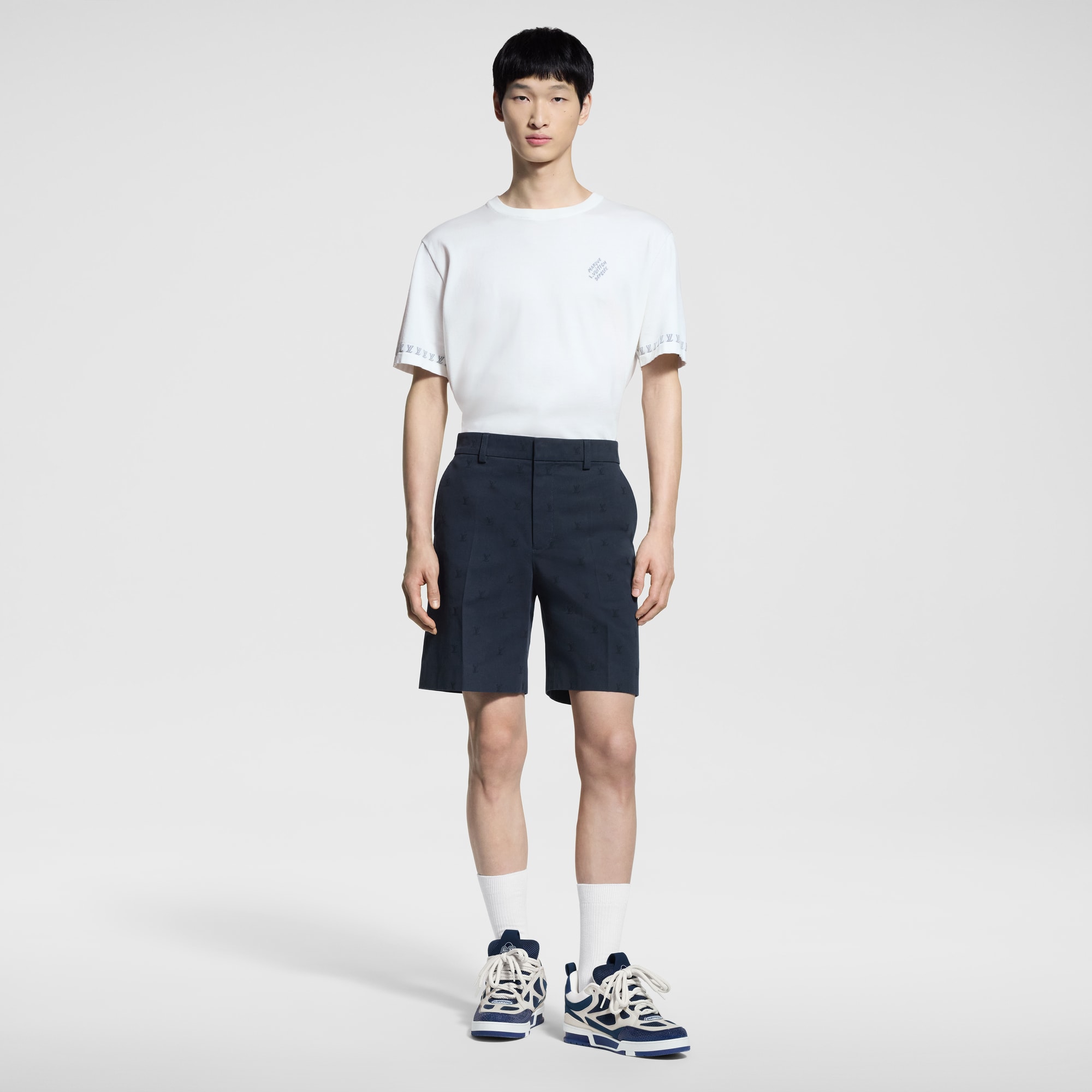 Shorts chino in cotone con firme LV Blason  Uomo Abbigliamento Pantaloni | LOUIS VUITTON (Zoom prodotto)