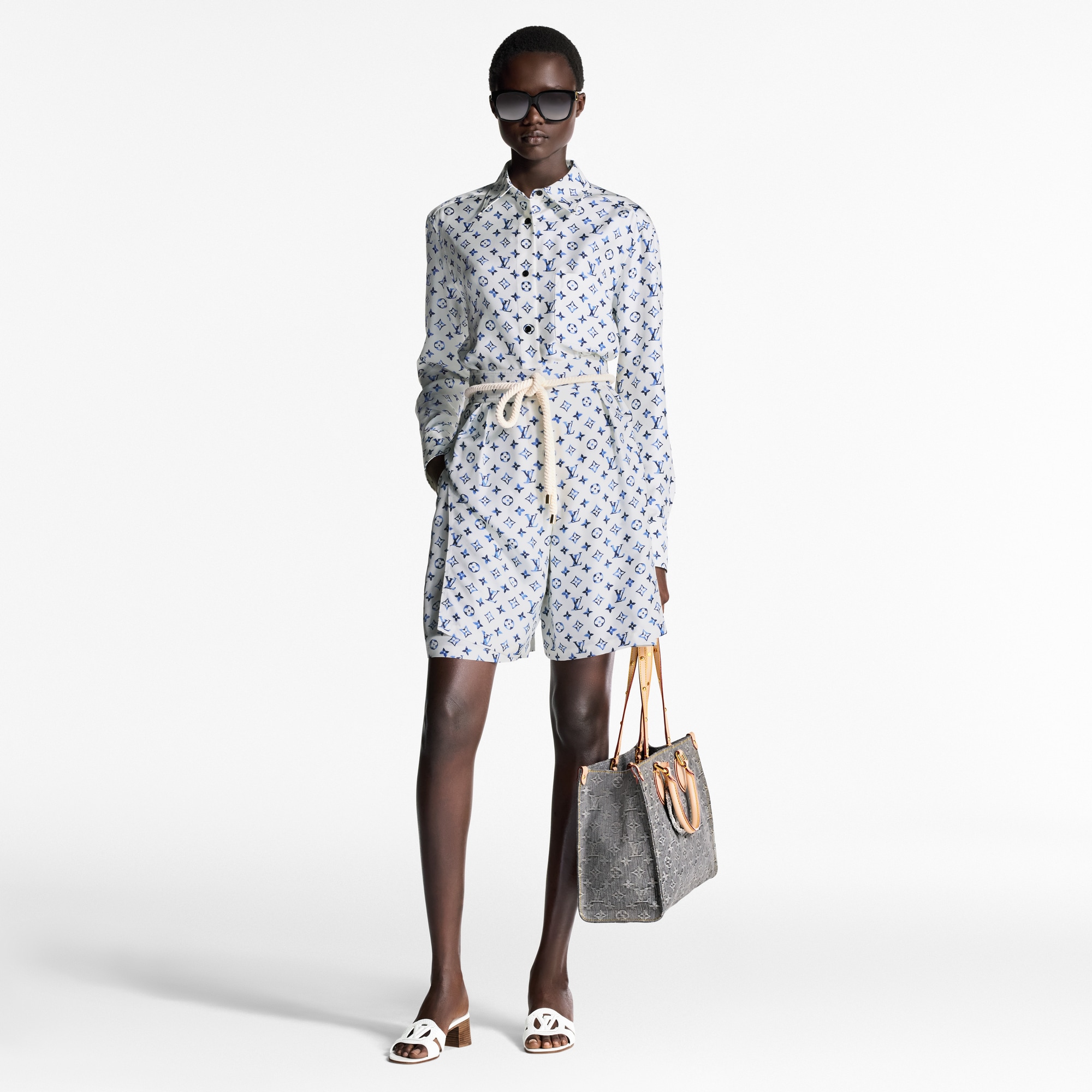 Shorts con motivo Monogram Aquarelle e cintura  Donna Abbigliamento Gonne e Shorts | LOUIS VUITTON (Zoom prodotto)
