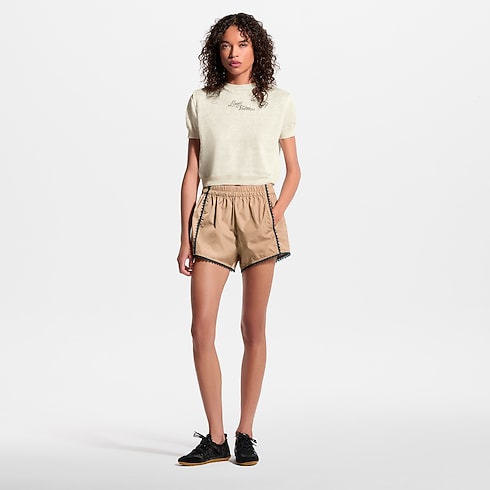 Shorts da jogging con finiture in pizzo Donna Collezione High Summer } | LOUIS VUITTON (Zoom prodotto)
