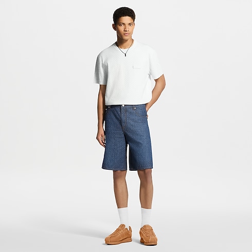 Shorts in chambray con motivo Reflective Nanogram Uomo Abbigliamento Collezione Denim | LOUIS VUITTON (Zoom prodotto)