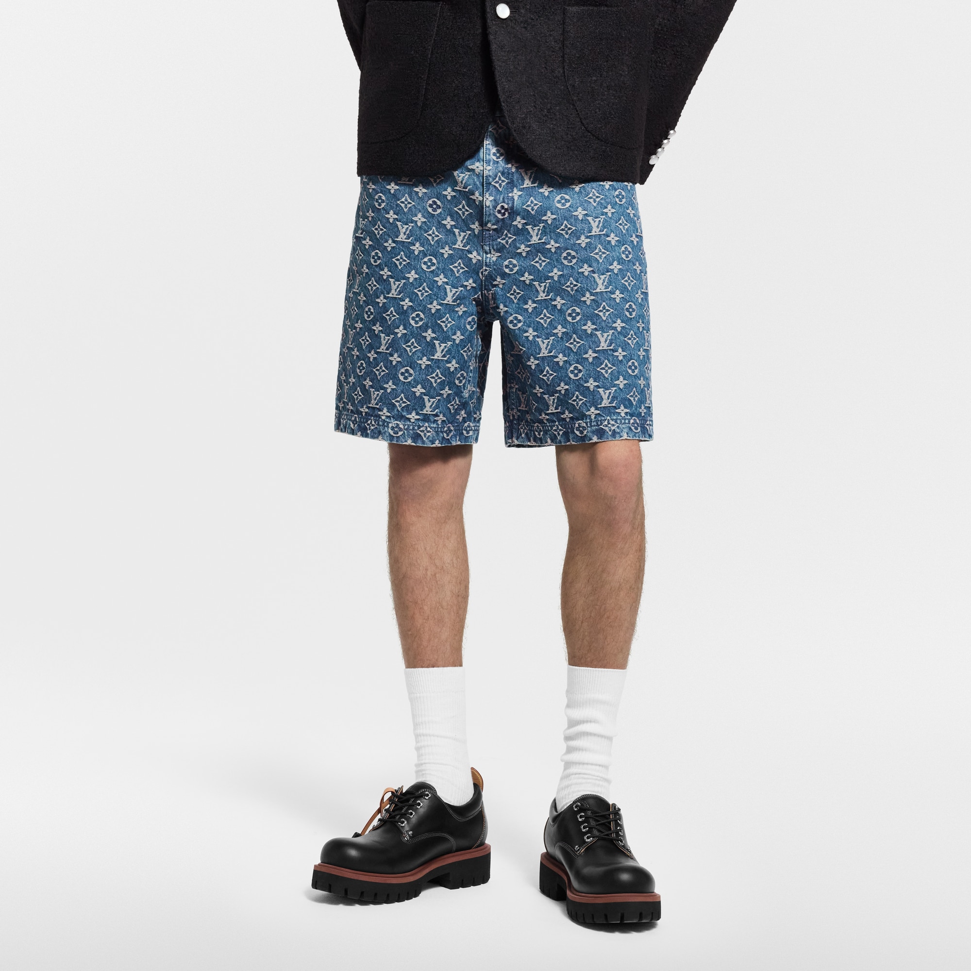 Shorts in denim con motivo Monogram  Uomo Abbigliamento Collezione Denim | LOUIS VUITTON (Zoom prodotto)