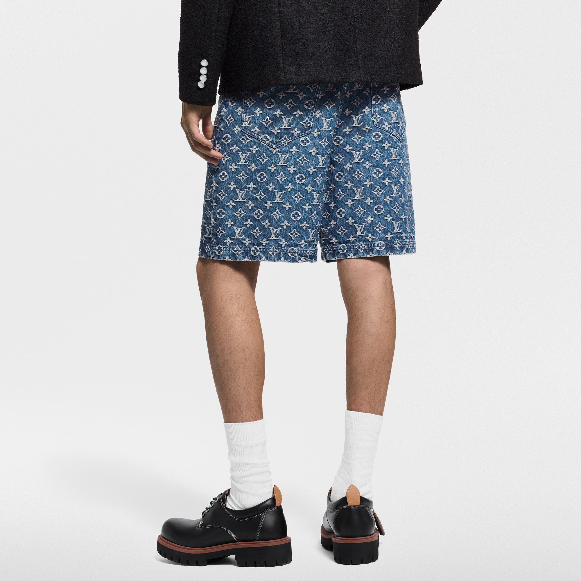 Shorts in denim con motivo Monogram  Uomo Abbigliamento Collezione Denim | LOUIS VUITTON (Zoom prodotto)