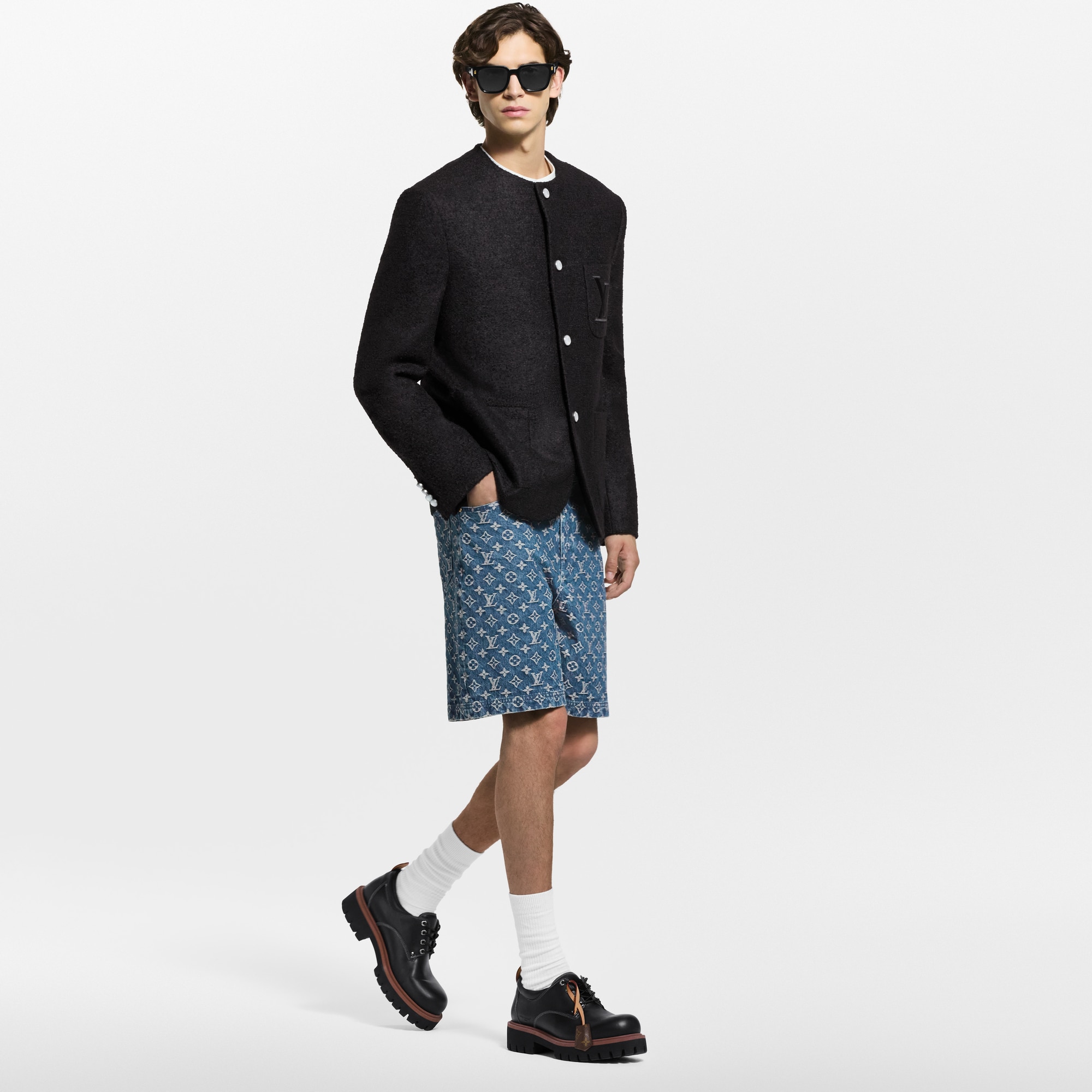 Shorts in denim con motivo Monogram  Uomo Abbigliamento Collezione Denim | LOUIS VUITTON (Zoom prodotto)