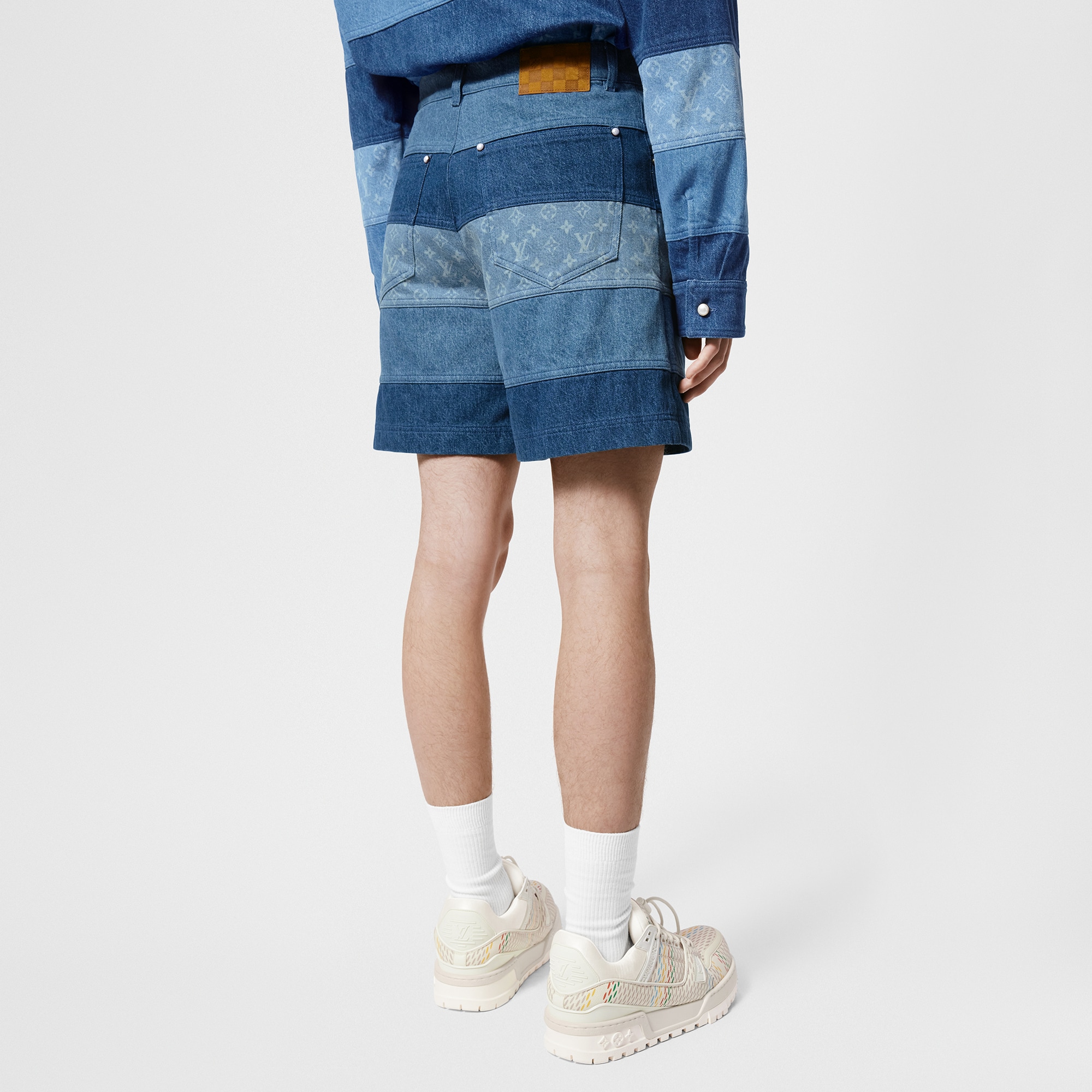 Shorts in denim effetto patchwork  Uomo Abbigliamento Collezione Denim | LOUIS VUITTON (Zoom prodotto)