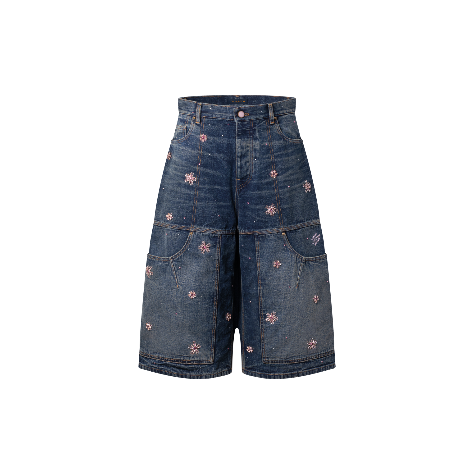 Shorts in denim in stile workwear con ricami  Uomo Abbigliamento Collezione Denim | LOUIS VUITTON (Zoom prodotto)