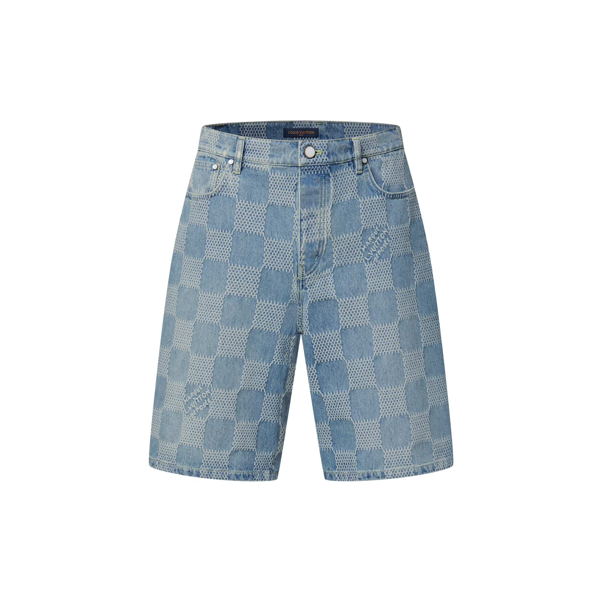 Shorts in denim leggero con motivo Damier 3D  Uomo Abbigliamento Collezione Denim | LOUIS VUITTON (Zoom prodotto)
