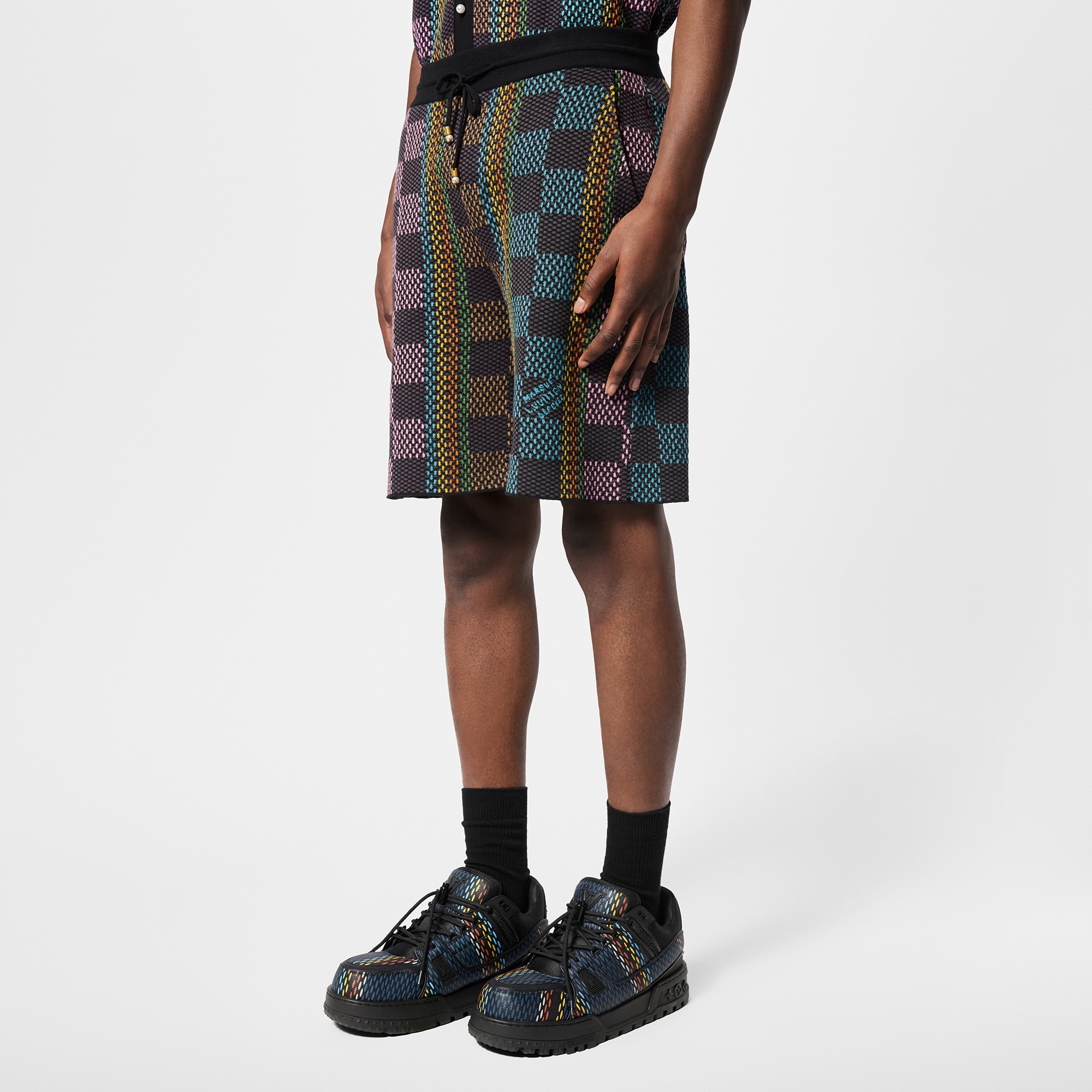 Shorts in maglia di cotone con motivo Damier  Uomo Abbigliamento Tutti i Capi di Abbigliamento | LOUIS VUITTON (Zoom prodotto)
