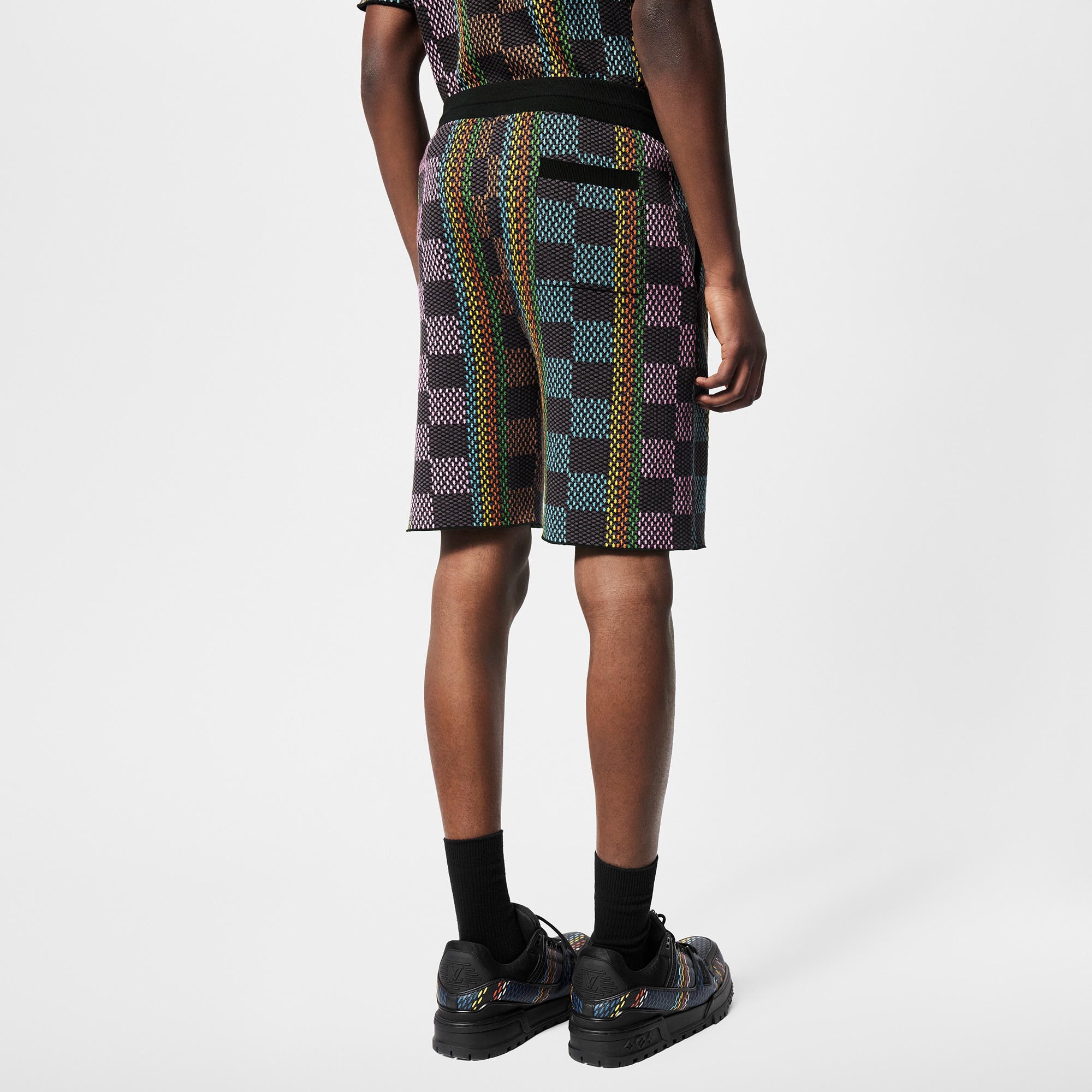 Shorts in maglia di cotone con motivo Damier  Uomo Abbigliamento Tutti i Capi di Abbigliamento | LOUIS VUITTON (Zoom prodotto)