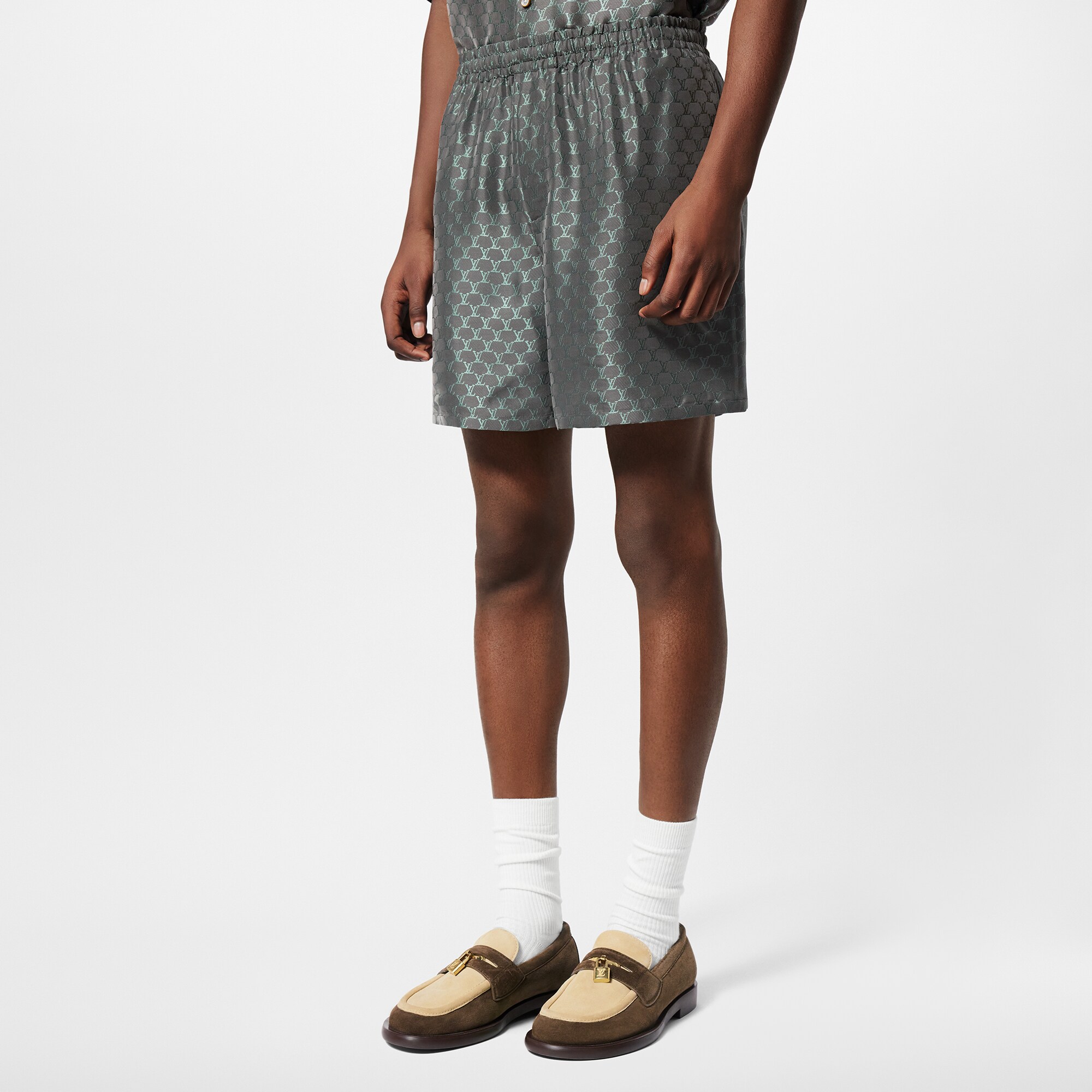Shorts in misto seta con trama jacquard e coulisse  Uomo Abbigliamento Pantaloni | LOUIS VUITTON (Zoom prodotto)