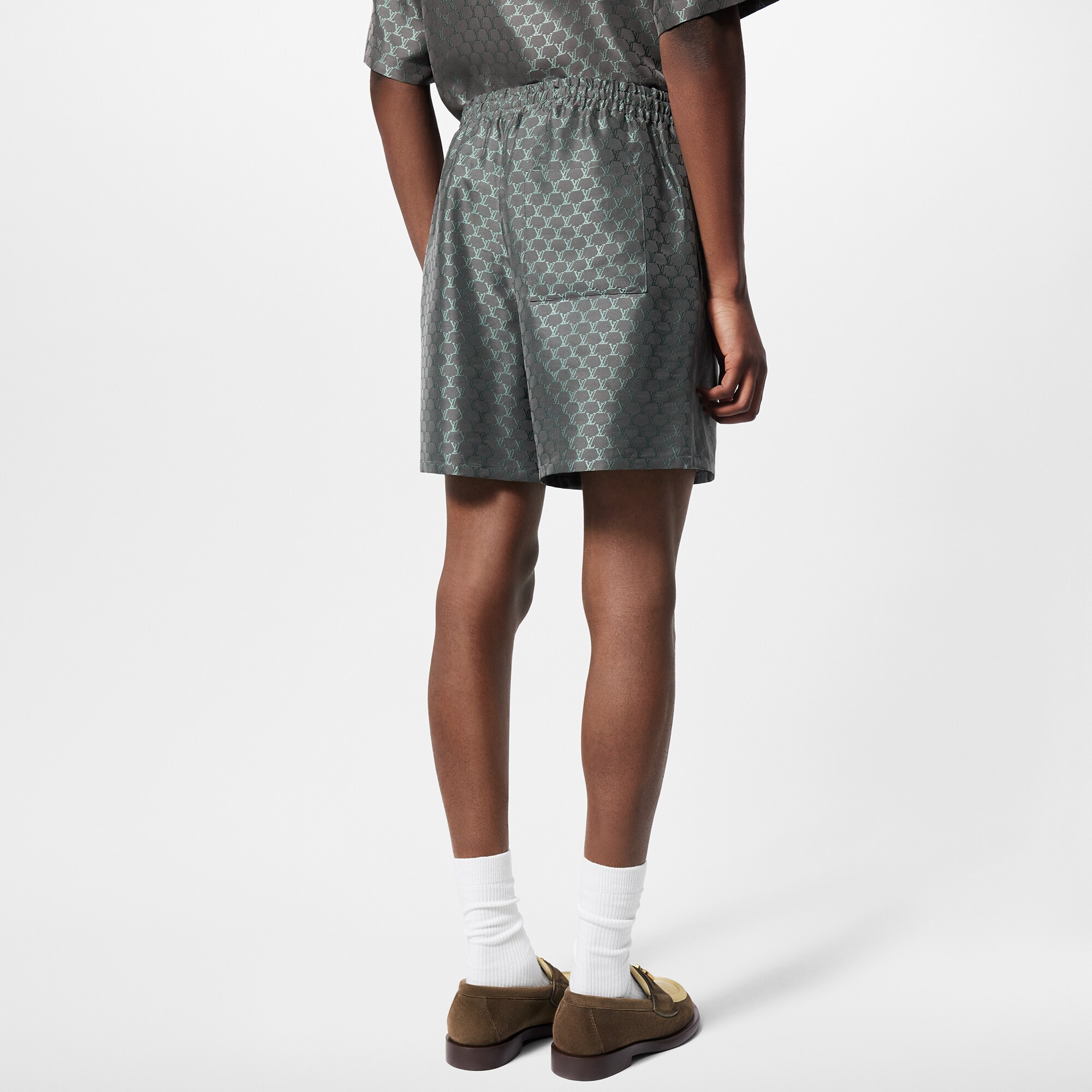 Shorts in misto seta con trama jacquard e coulisse  Uomo Abbigliamento Pantaloni | LOUIS VUITTON (Zoom prodotto)