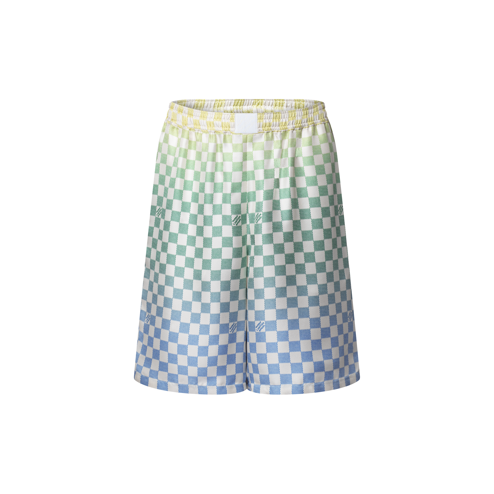 Shorts in seta con motivo Damier effetto sfumato stampato  in Uomo