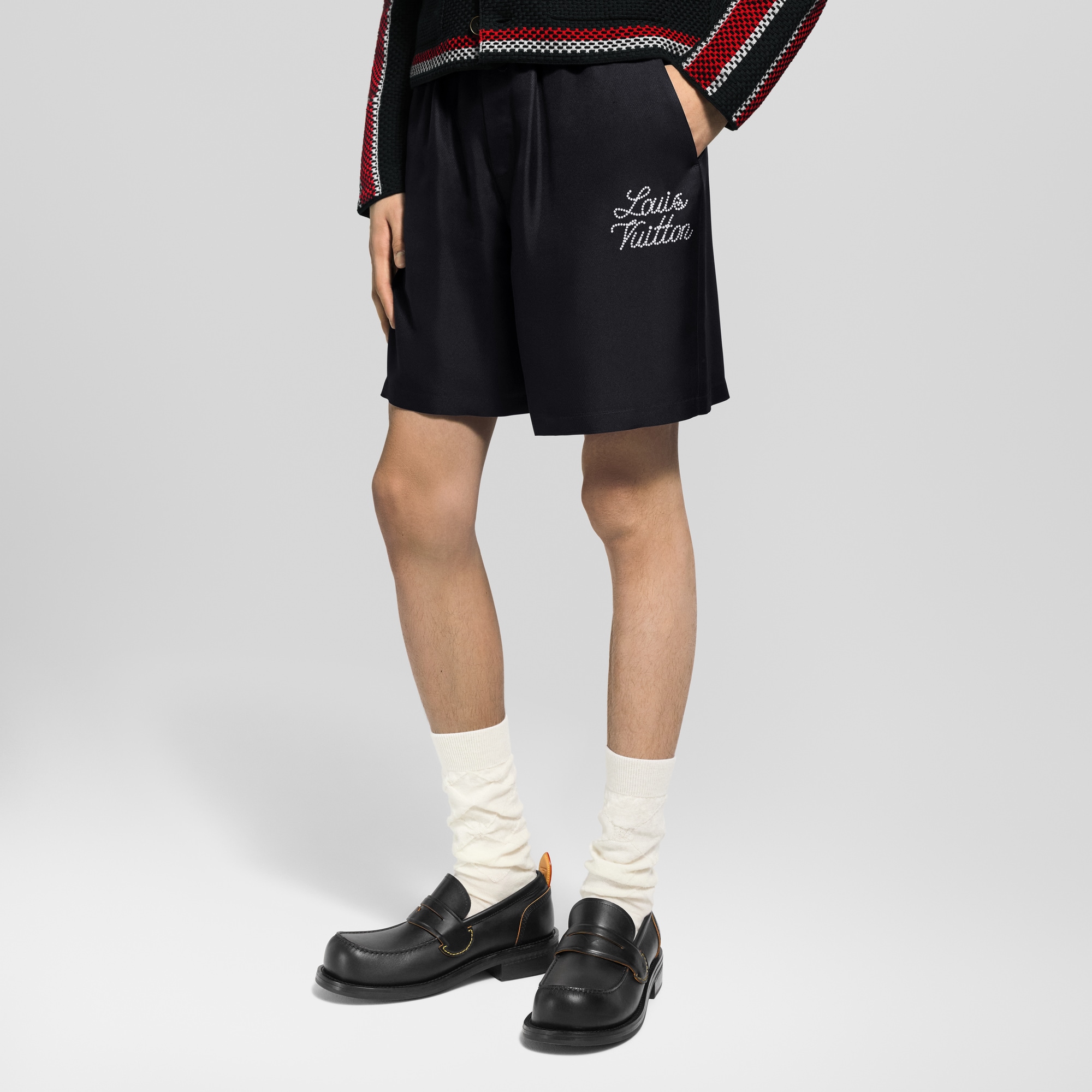 Shorts in seta con motivo iconico stampato  Uomo Abbigliamento Pantaloni | LOUIS VUITTON (Zoom prodotto)