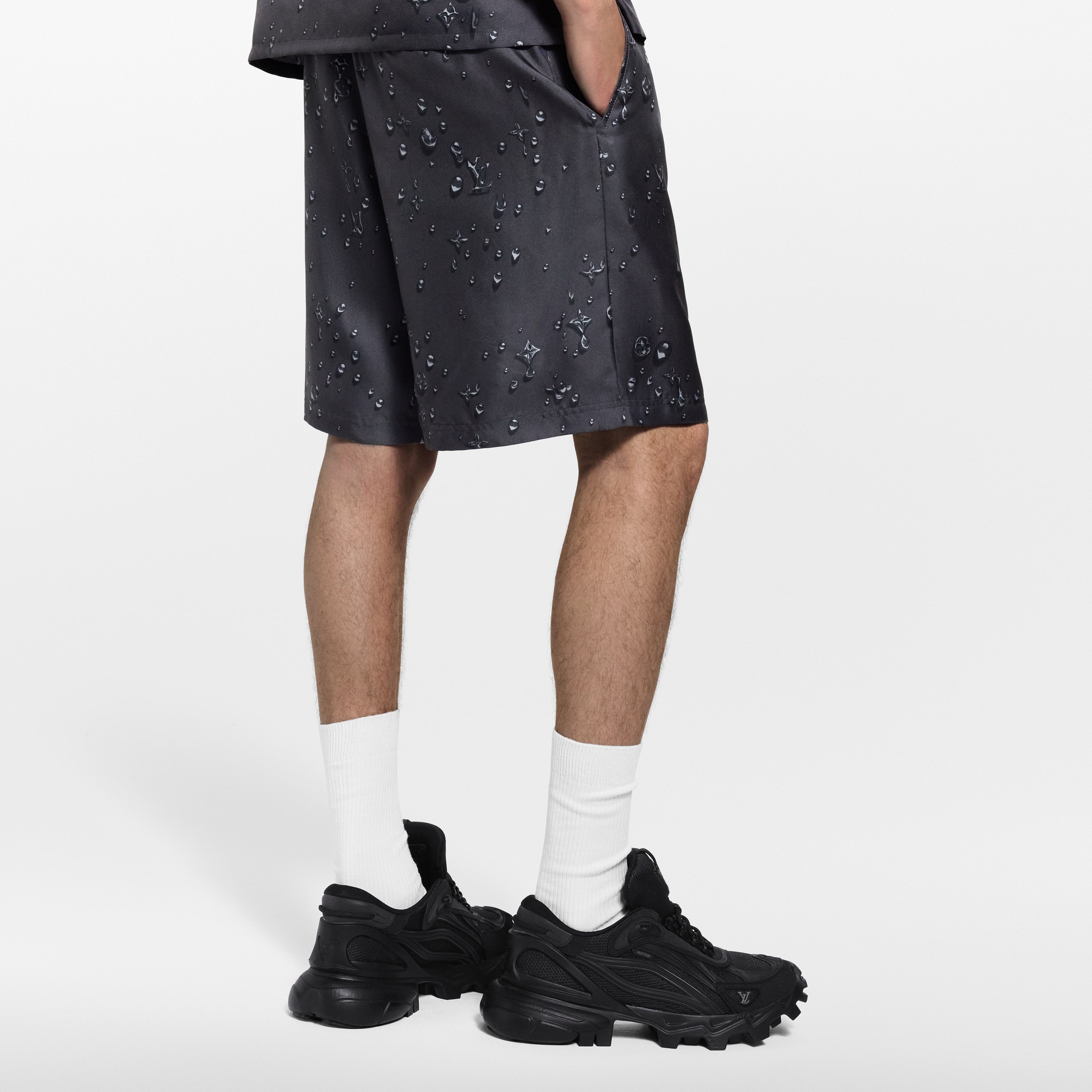 Shorts in seta con motivo Monogram  Uomo Abbigliamento Pantaloni | LOUIS VUITTON (Zoom prodotto)
