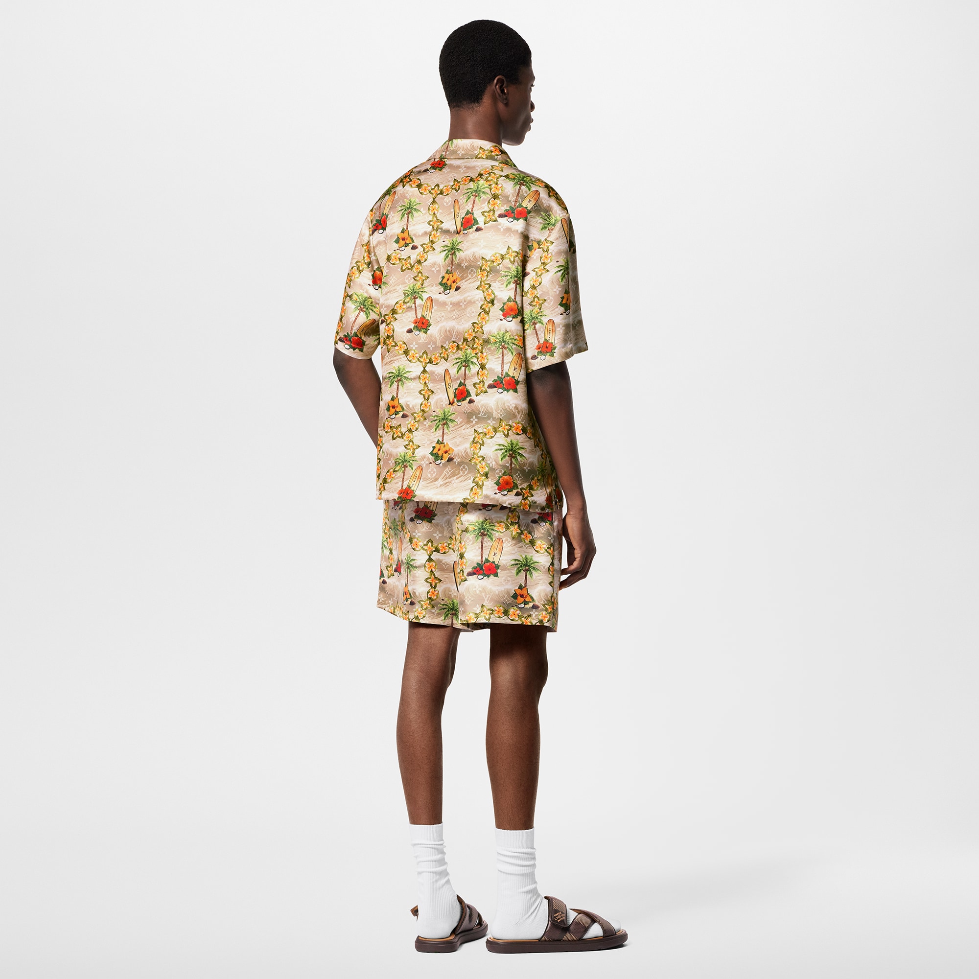 Shorts in seta con motivo Monogram e coulisse  Uomo Abbigliamento Pantaloni | LOUIS VUITTON (Zoom prodotto)