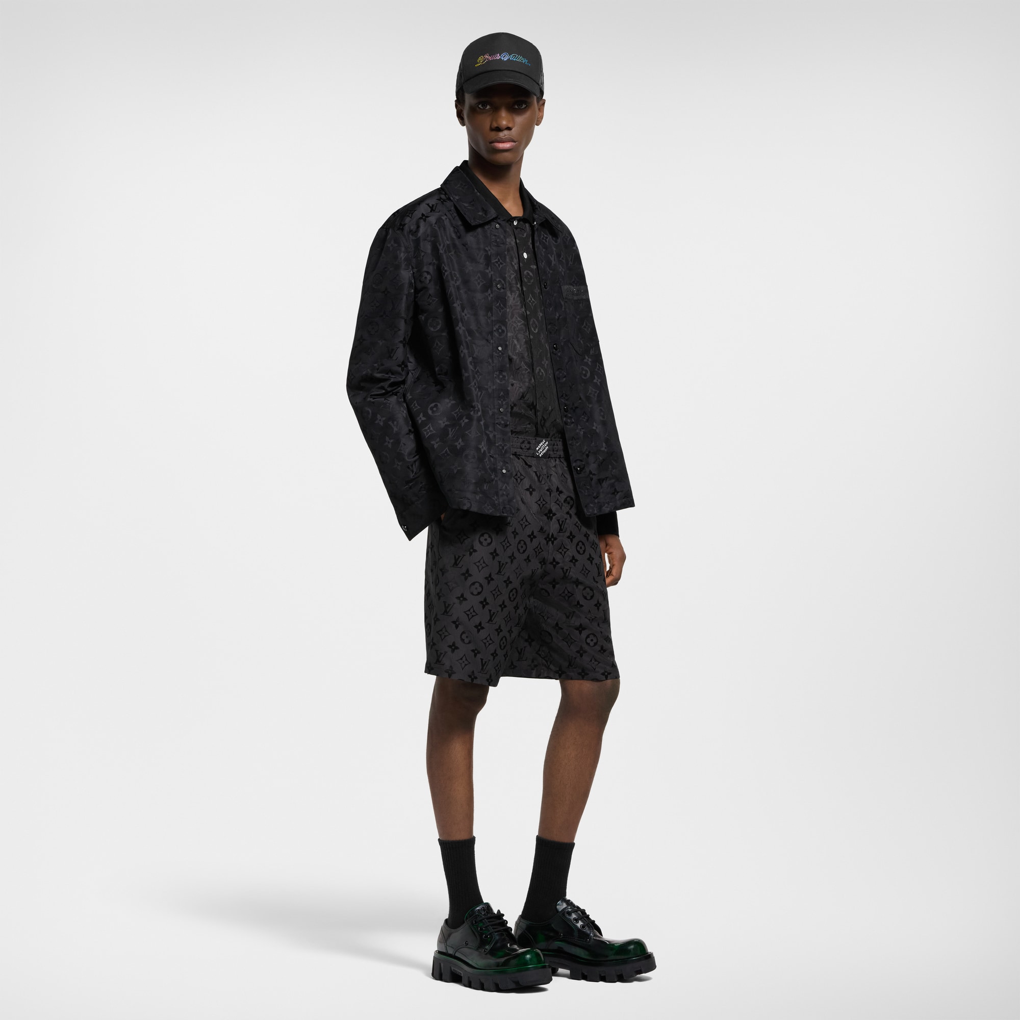 Shorts in seta con motivo Monogram Moiré in trama jacquard  Uomo Abbigliamento Pantaloni | LOUIS VUITTON (Zoom prodotto)