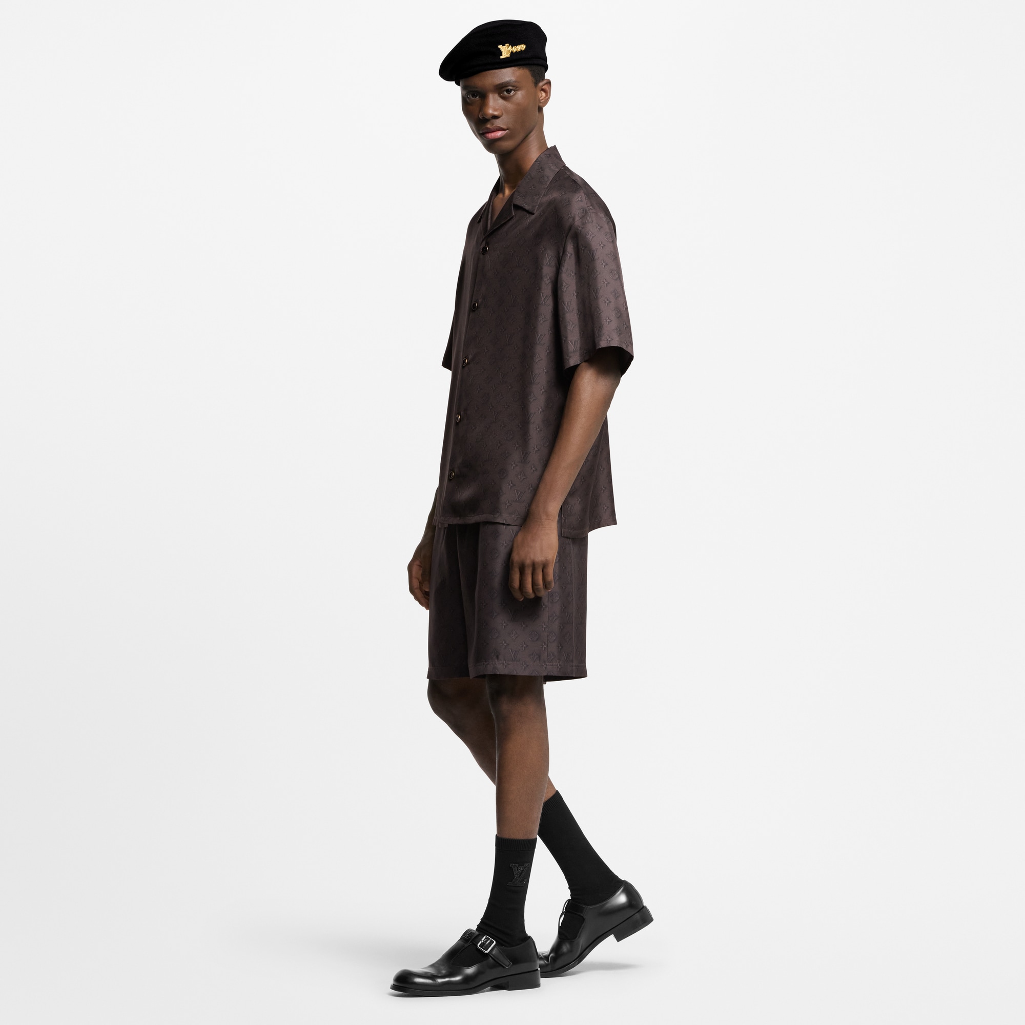 Shorts in seta con motivo Monogram stampato  Uomo Abbigliamento Pantaloni | LOUIS VUITTON (Zoom prodotto)