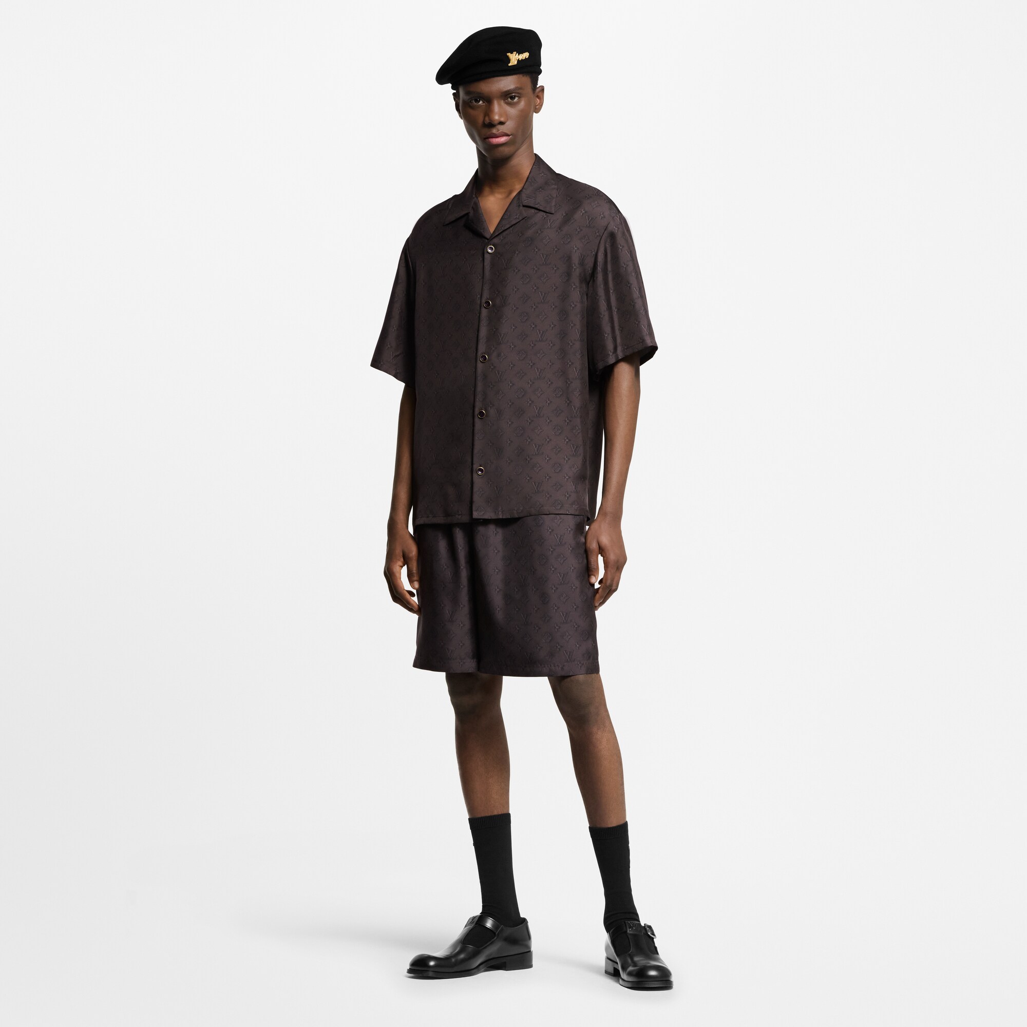 Shorts in seta con motivo Monogram stampato  Uomo Abbigliamento Pantaloni | LOUIS VUITTON (Zoom prodotto)