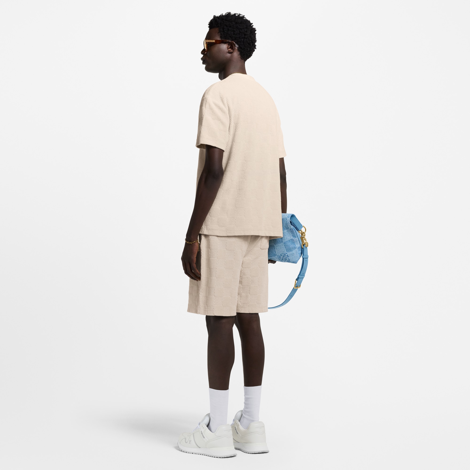 Shorts in spugna con motivo Damier  Uomo Abbigliamento Tutti i Capi di Abbigliamento | LOUIS VUITTON (Zoom prodotto)