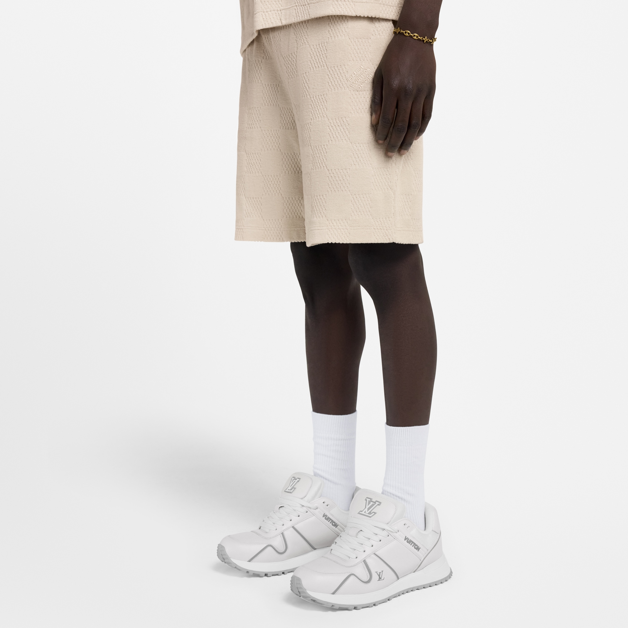 Shorts in spugna con motivo Damier  Uomo Abbigliamento Tutti i Capi di Abbigliamento | LOUIS VUITTON (Zoom prodotto)
