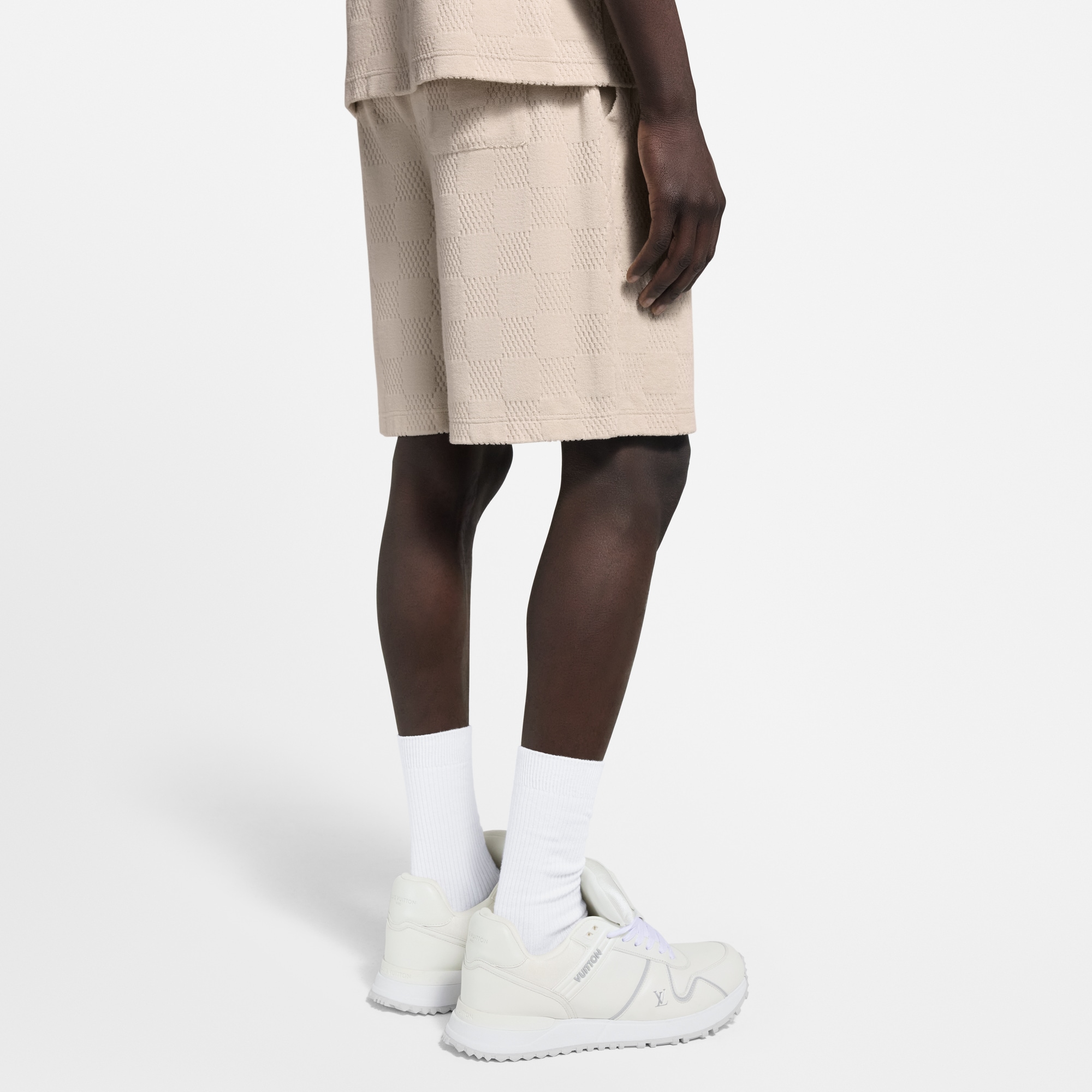 Shorts in spugna con motivo Damier  Uomo Abbigliamento Tutti i Capi di Abbigliamento | LOUIS VUITTON (Zoom prodotto)