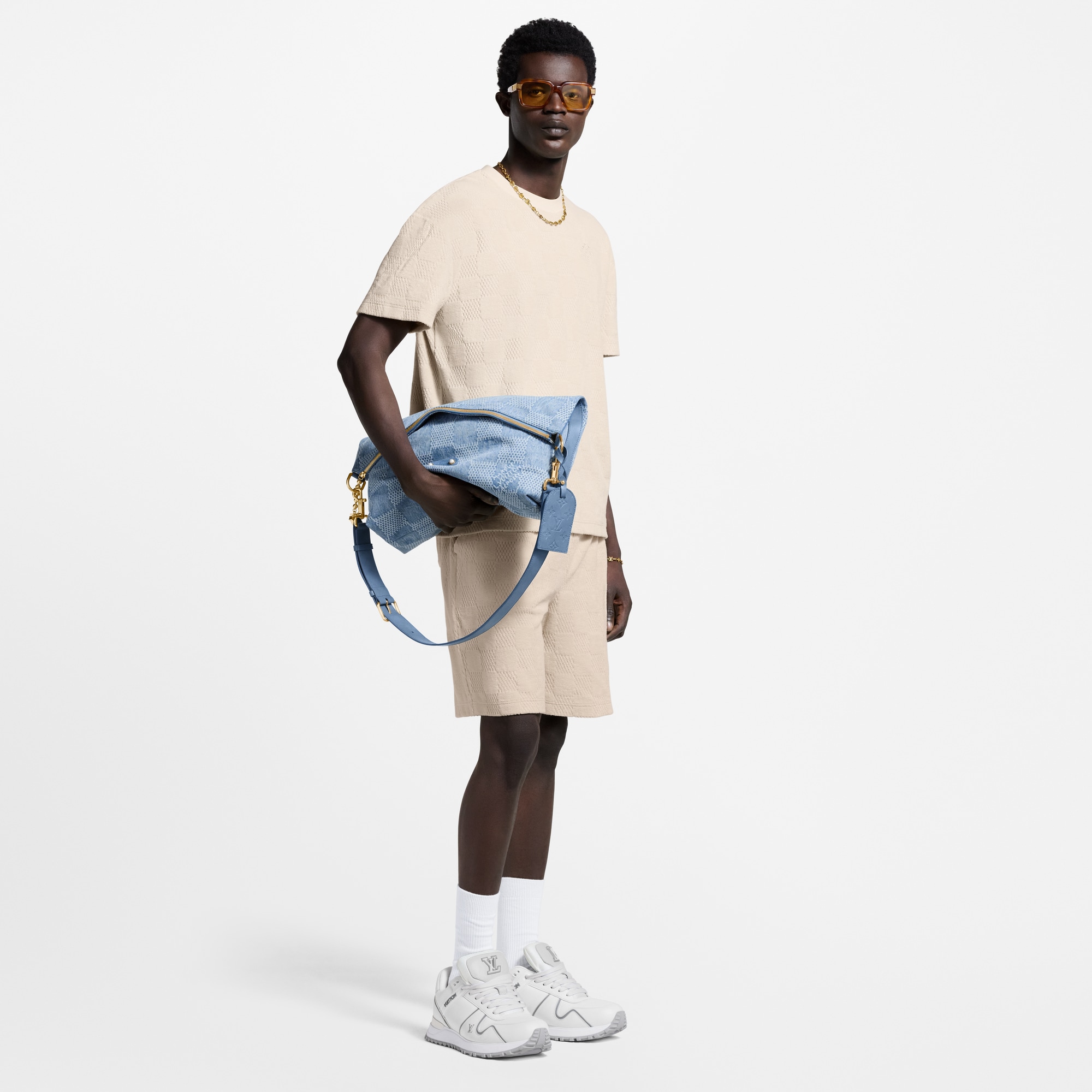 Shorts in spugna con motivo Damier  Uomo Abbigliamento Tutti i Capi di Abbigliamento | LOUIS VUITTON (Zoom prodotto)