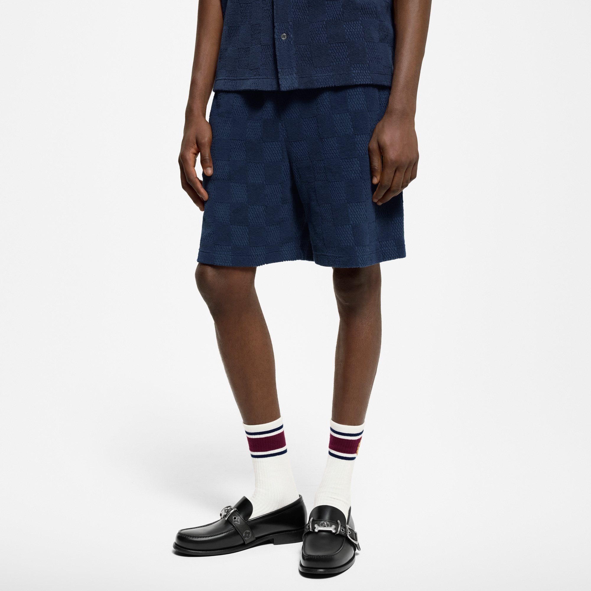 Shorts in spugna di misto cotone con motivo Damier  Uomo Abbigliamento Tutti i Capi di Abbigliamento | LOUIS VUITTON (Zoom prodotto)
