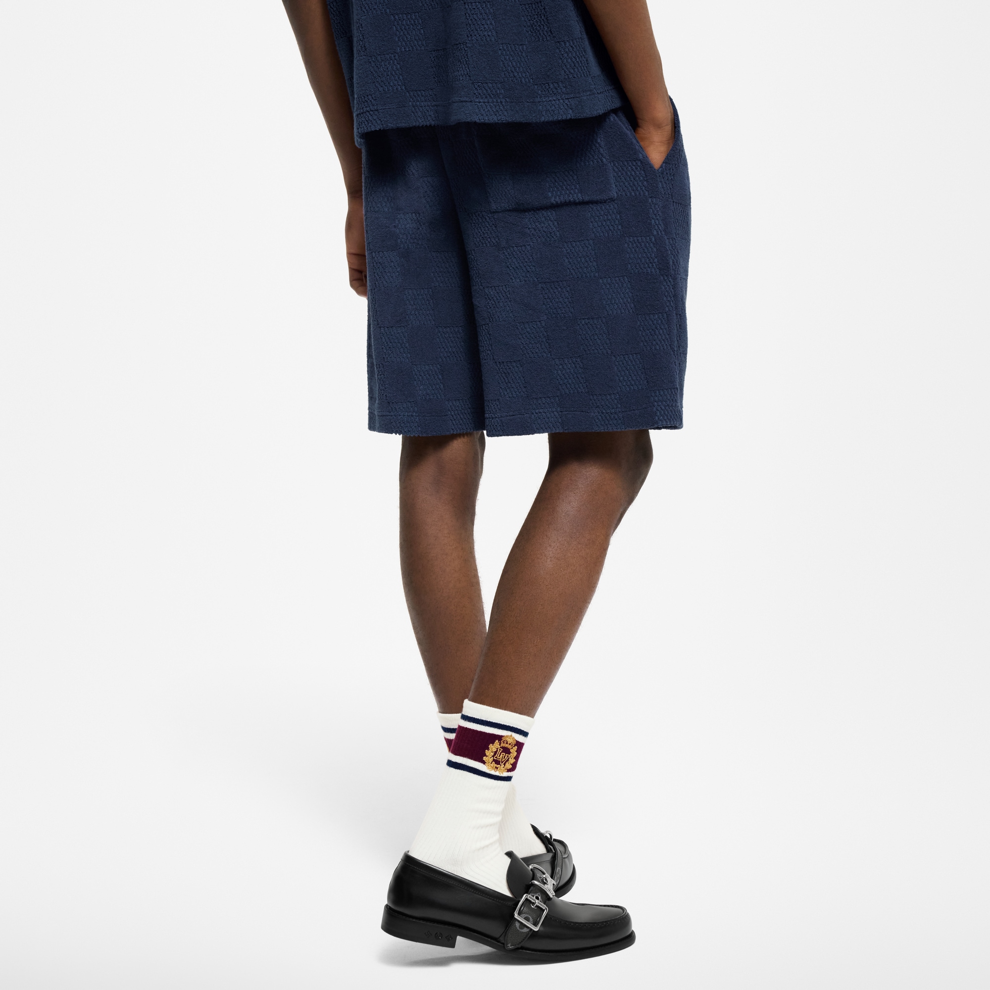 Shorts in spugna di misto cotone con motivo Damier  Uomo Abbigliamento Tutti i Capi di Abbigliamento | LOUIS VUITTON (Zoom prodotto)