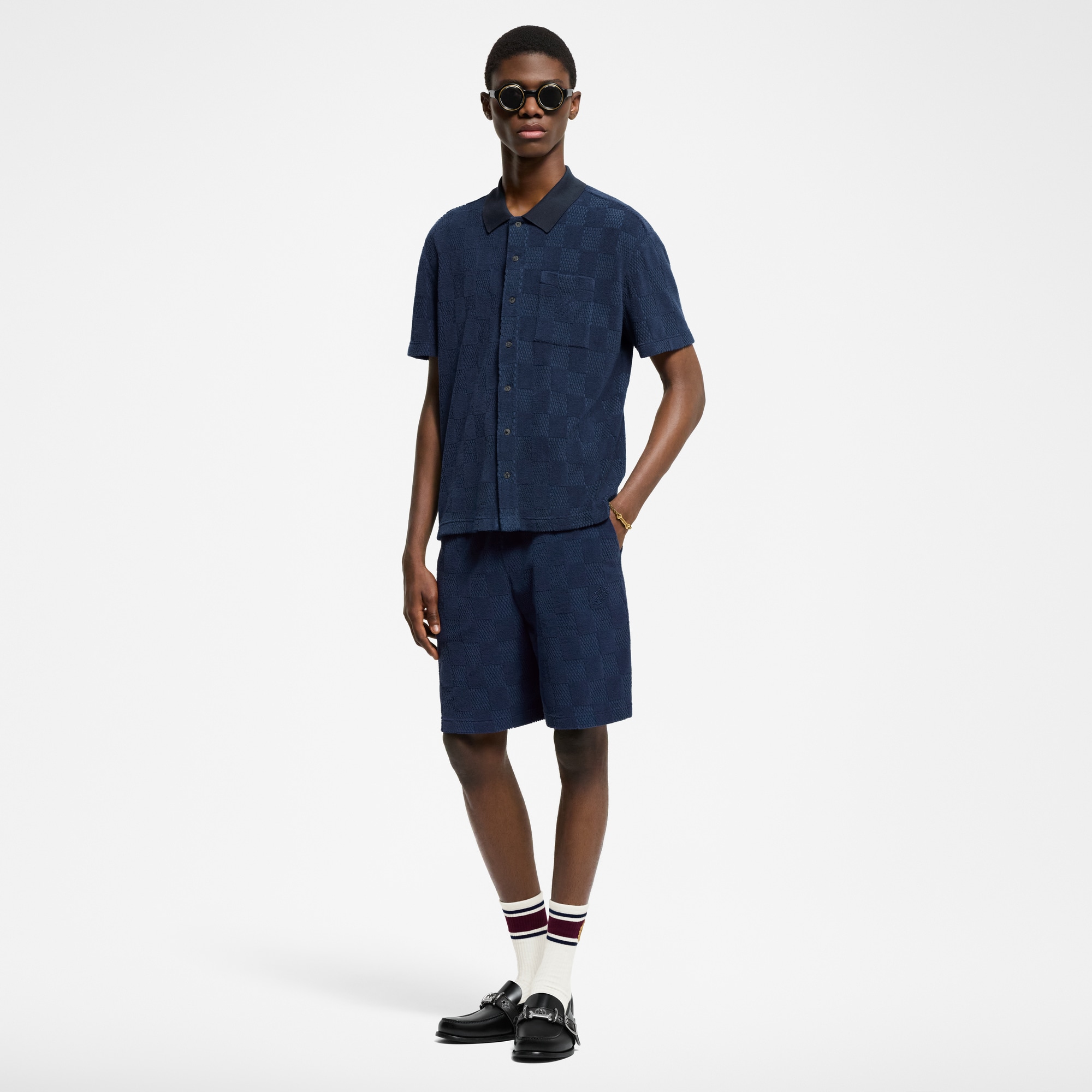 Shorts in spugna di misto cotone con motivo Damier  Uomo Abbigliamento Tutti i Capi di Abbigliamento | LOUIS VUITTON (Zoom prodotto)