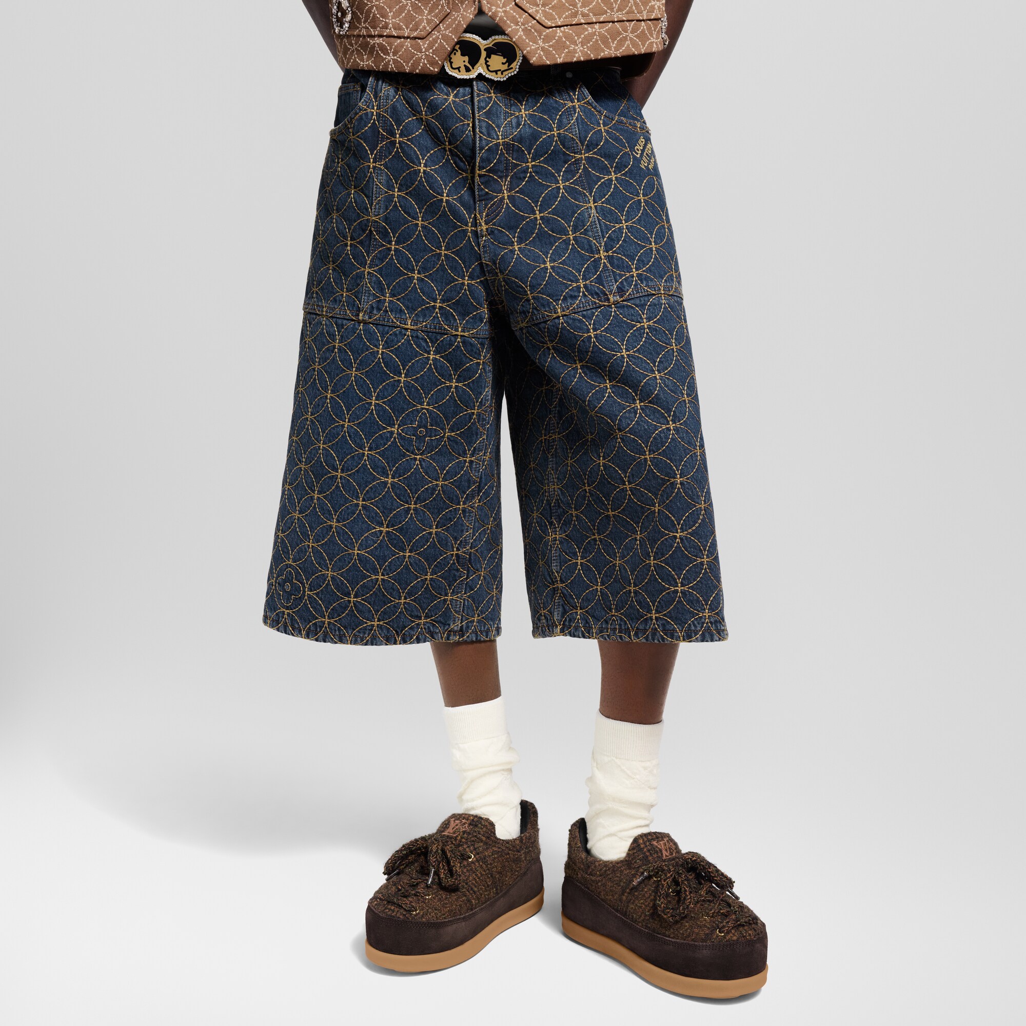 Shorts in stile workwear con ricami  Uomo Abbigliamento Collezione Denim | LOUIS VUITTON (Zoom prodotto)