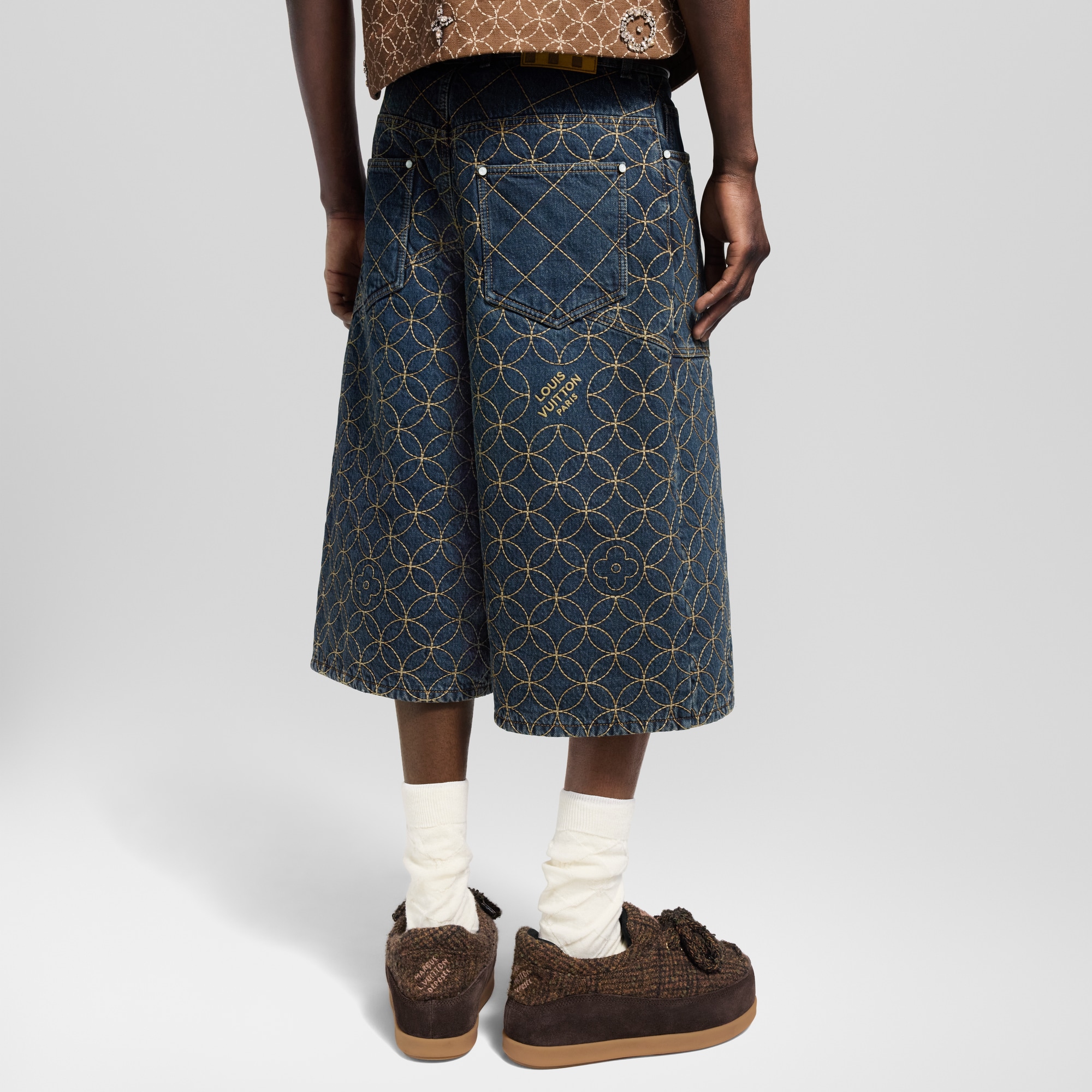Shorts in stile workwear con ricami  Uomo Abbigliamento Collezione Denim | LOUIS VUITTON (Zoom prodotto)
