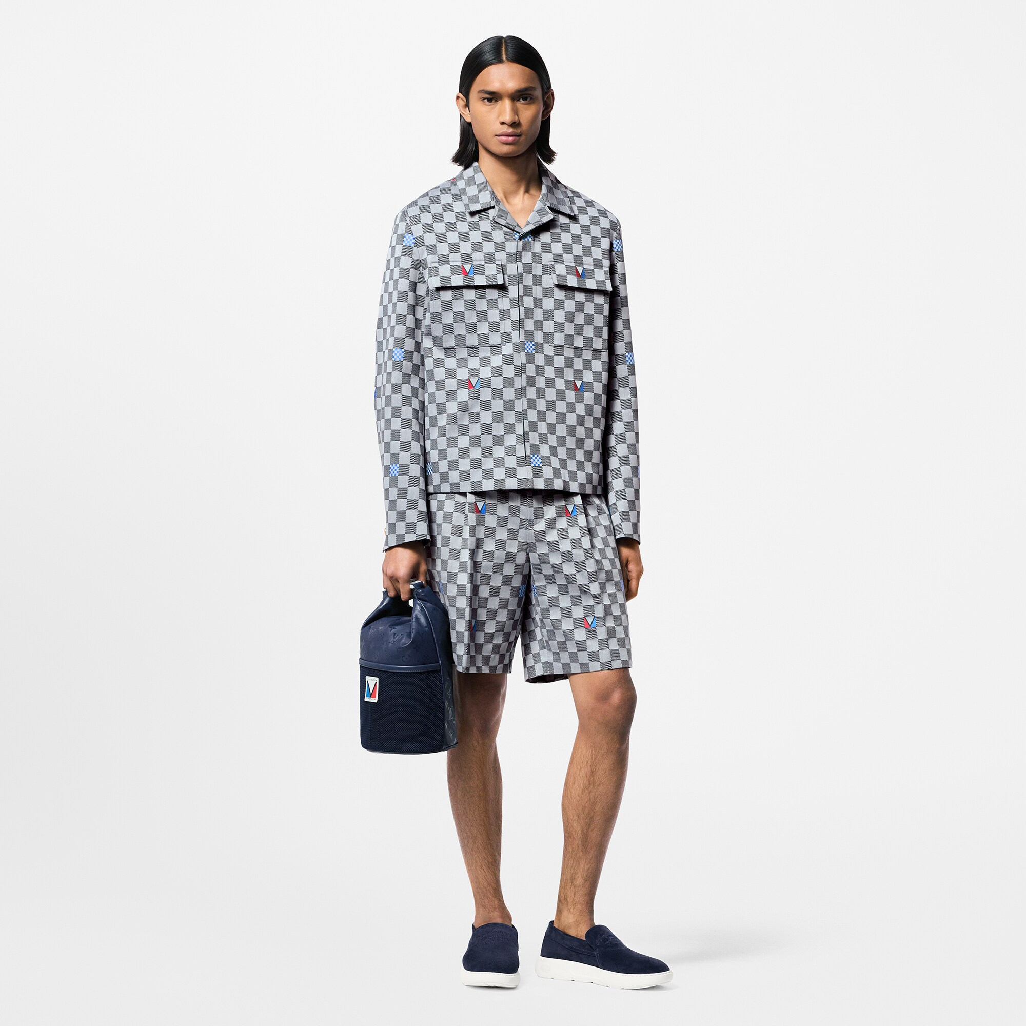 Shorts sartoriali in cotone con motivo Damier  Uomo Abbigliamento Pantaloni | LOUIS VUITTON (Zoom prodotto)