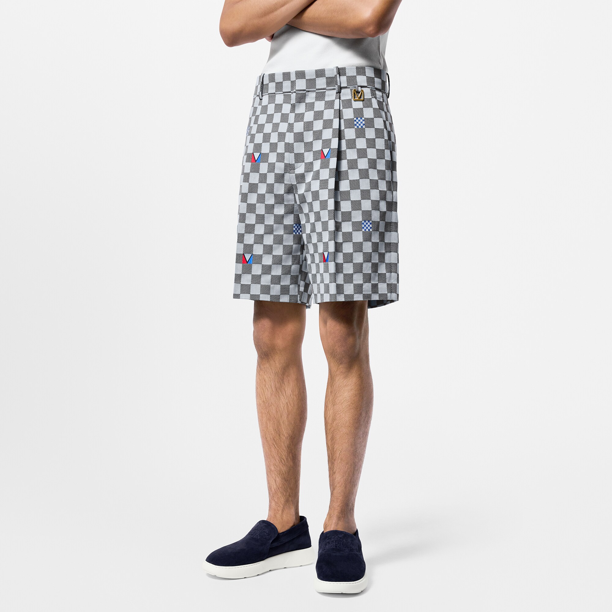 Shorts sartoriali in cotone con motivo Damier  Uomo Abbigliamento Pantaloni | LOUIS VUITTON (Zoom prodotto)