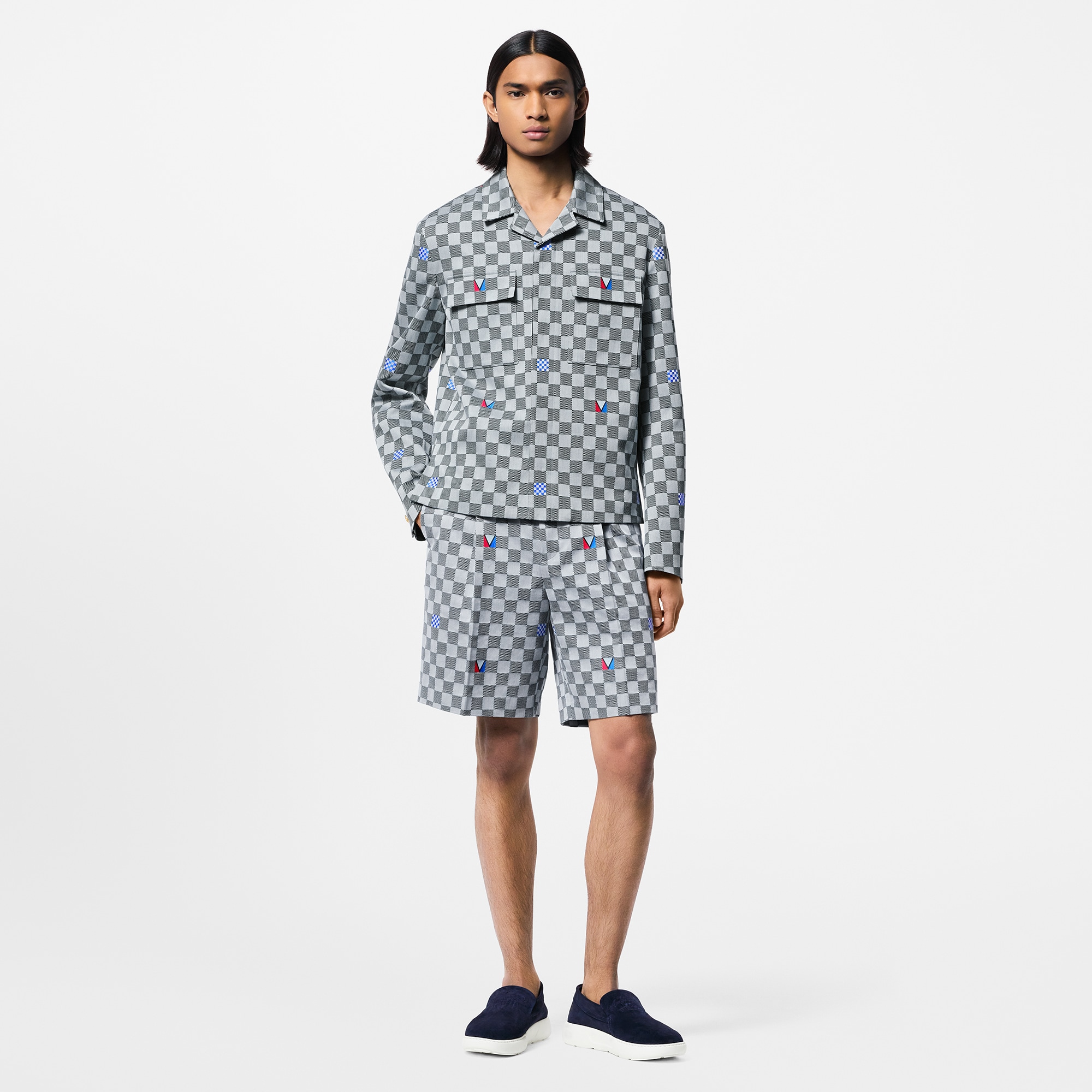 Shorts sartoriali in cotone con motivo Damier  Uomo Abbigliamento Pantaloni | LOUIS VUITTON (Zoom prodotto)