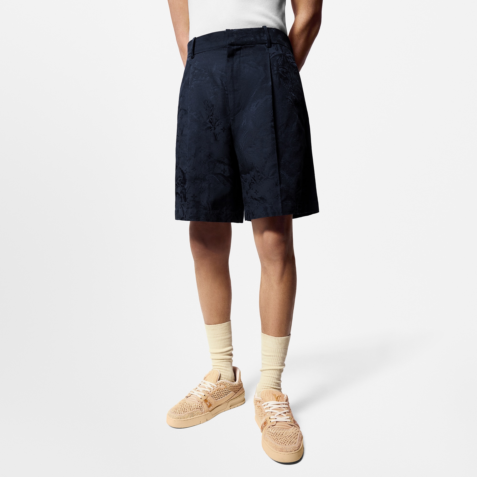 Shorts sartoriali in misto cotone con motivo Monogram  Uomo Abbigliamento Pantaloni | LOUIS VUITTON (Zoom prodotto)
