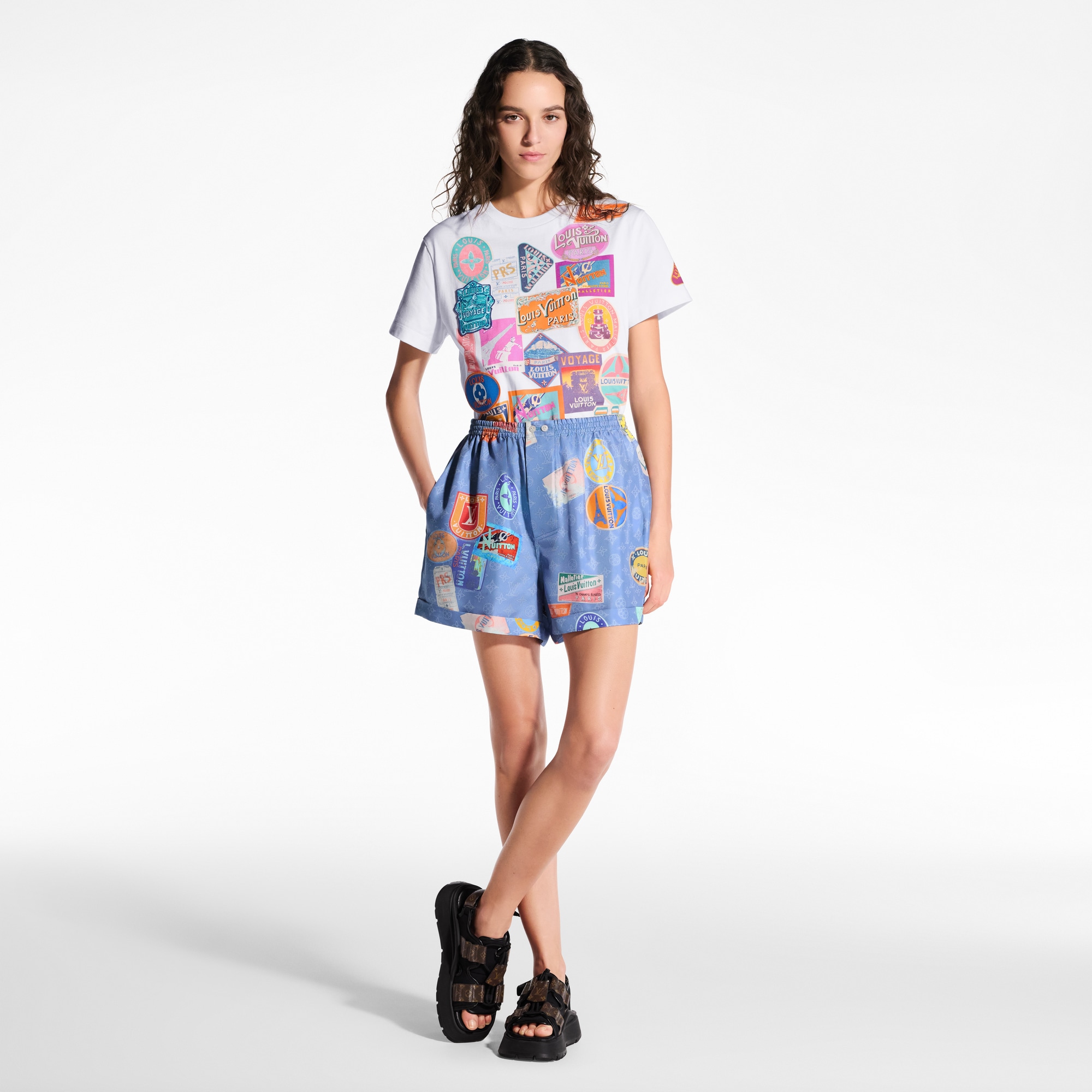 Shorts stile boxer con motivo Monogram Mahina e di applicazioni ispirate ai viaggi  Donna Abbigliamento Gonne e Shorts | LOUIS VUITTON (Zoom prodotto)