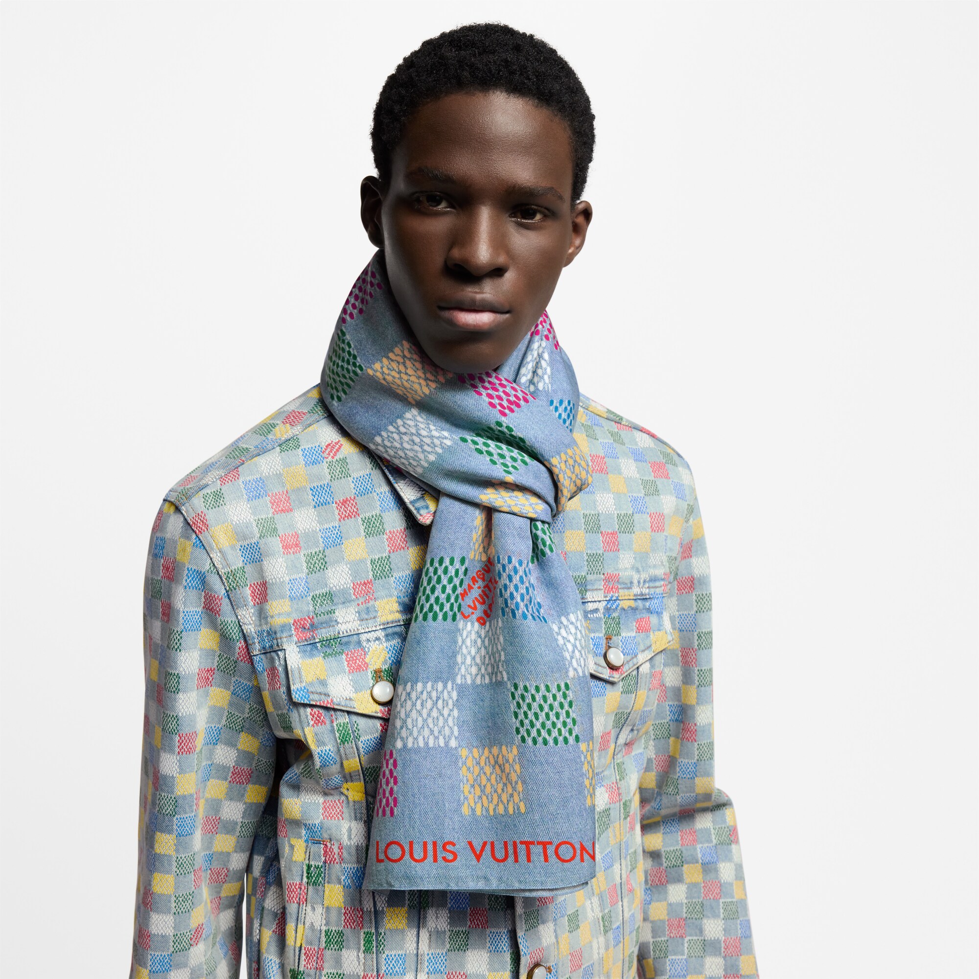Stola in denim LV Vers Damier S00 Uomo Accessori Sciarpe | LOUIS VUITTON (Zoom prodotto)