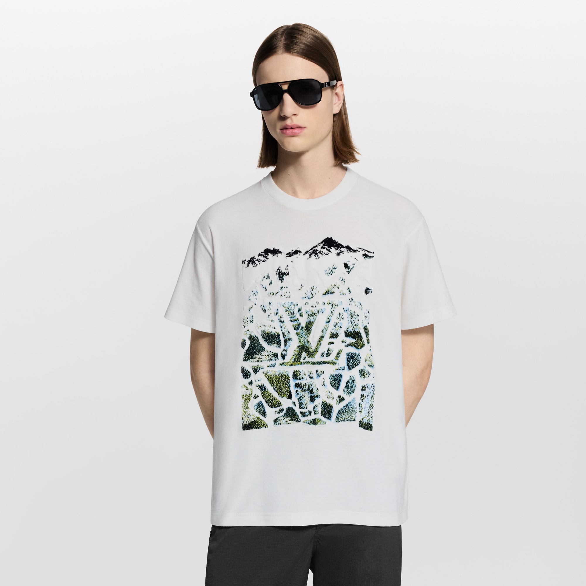 T-shirt a maniche corte in velluto jacquard  Uomo Abbigliamento T-Shirt e Polo | LOUIS VUITTON (Zoom prodotto)