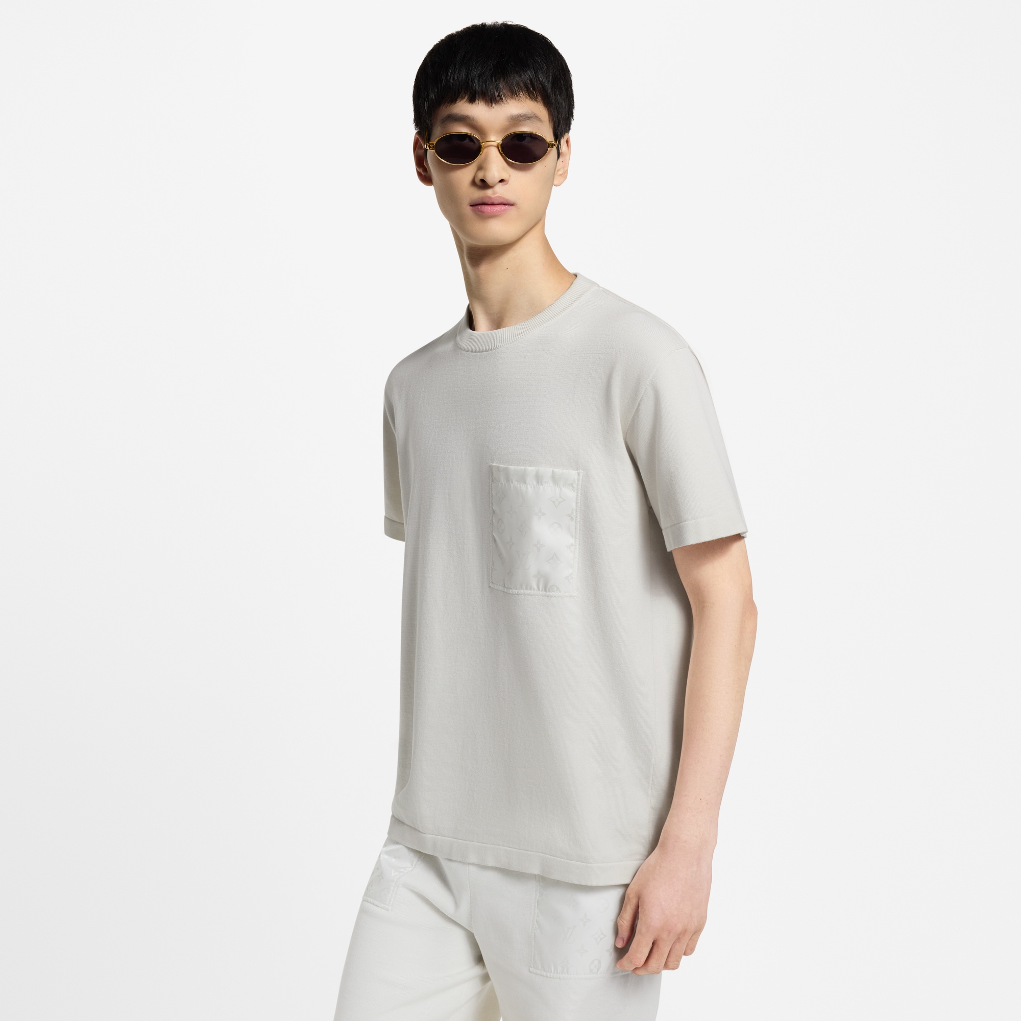 T-shirt con dettagli in nylon con motivo Monogram  Uomo Abbigliamento T-Shirt e Polo | LOUIS VUITTON (Zoom prodotto)