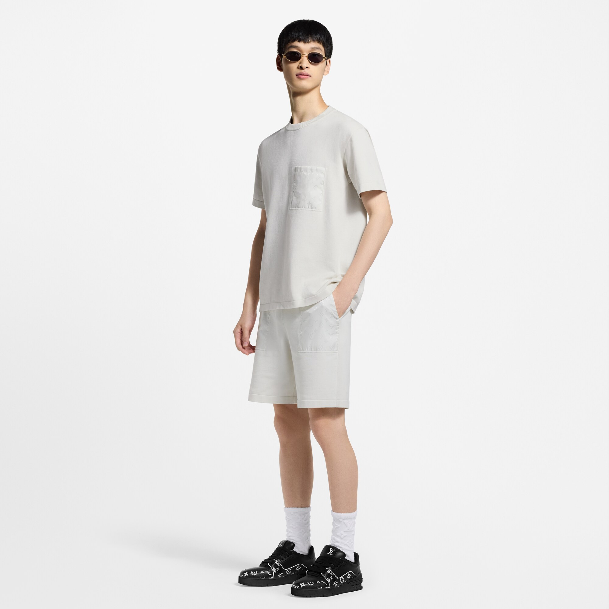 T-shirt con dettagli in nylon con motivo Monogram  Uomo Abbigliamento T-Shirt e Polo | LOUIS VUITTON (Zoom prodotto)