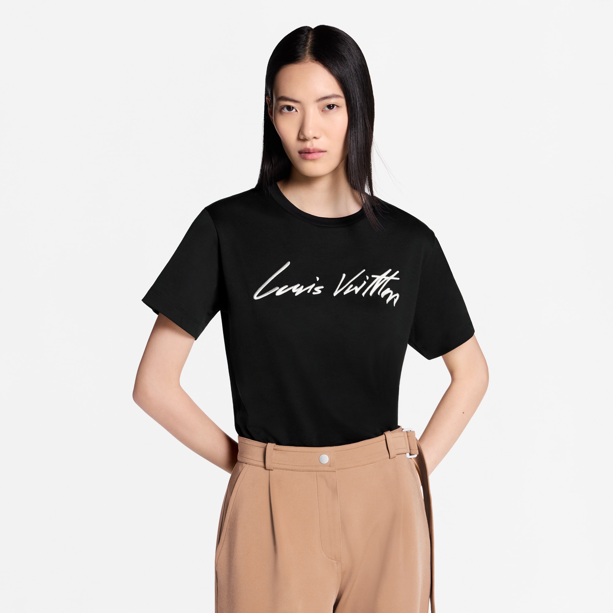 T-shirt con firma in corsivo  Donna Abbigliamento Camicie e T-Shirt | LOUIS VUITTON (Zoom prodotto)