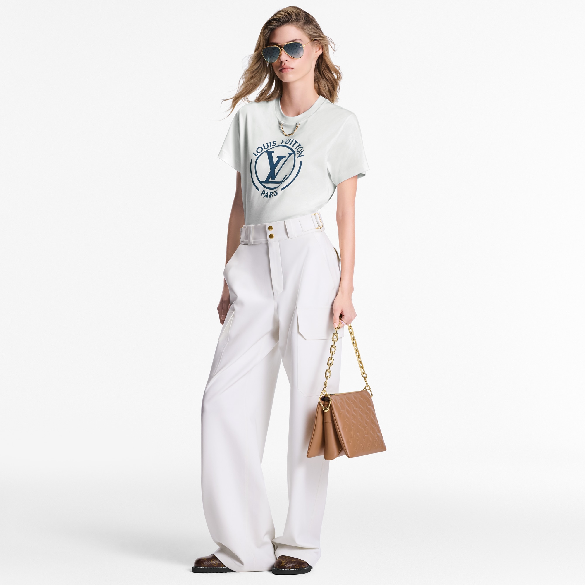 T-shirt con logo LV Circle floccato  Donna Abbigliamento Camicie e T-Shirt | LOUIS VUITTON (Zoom prodotto)