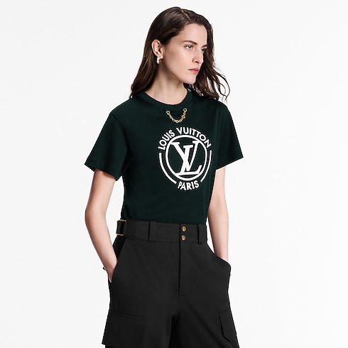T-shirt con logo LV Circle floccato Donna Abbigliamento Camicie e T-Shirt | LOUIS VUITTON (Zoom prodotto)