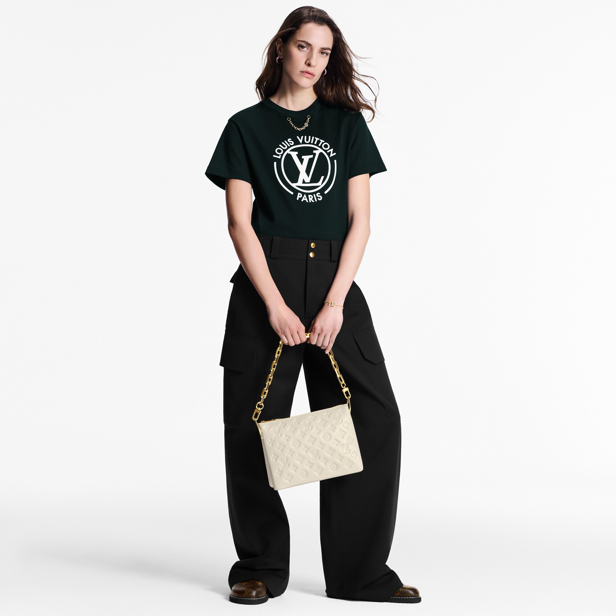 T-shirt con logo LV Circle floccato  Donna Abbigliamento Camicie e T-Shirt | LOUIS VUITTON (Zoom prodotto)