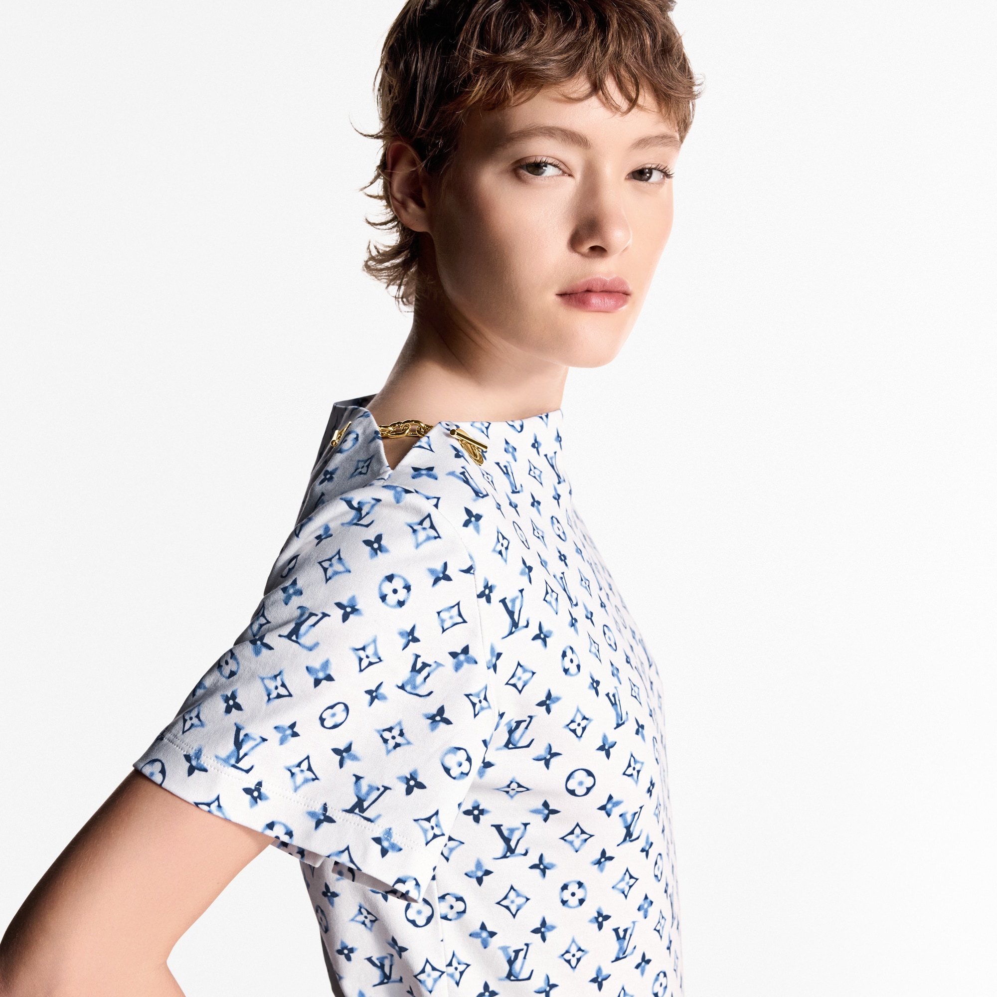 T-shirt con motivo Monogram Aquarelle e occhielli  Donna Abbigliamento Camicie e T-Shirt | LOUIS VUITTON (Zoom prodotto)