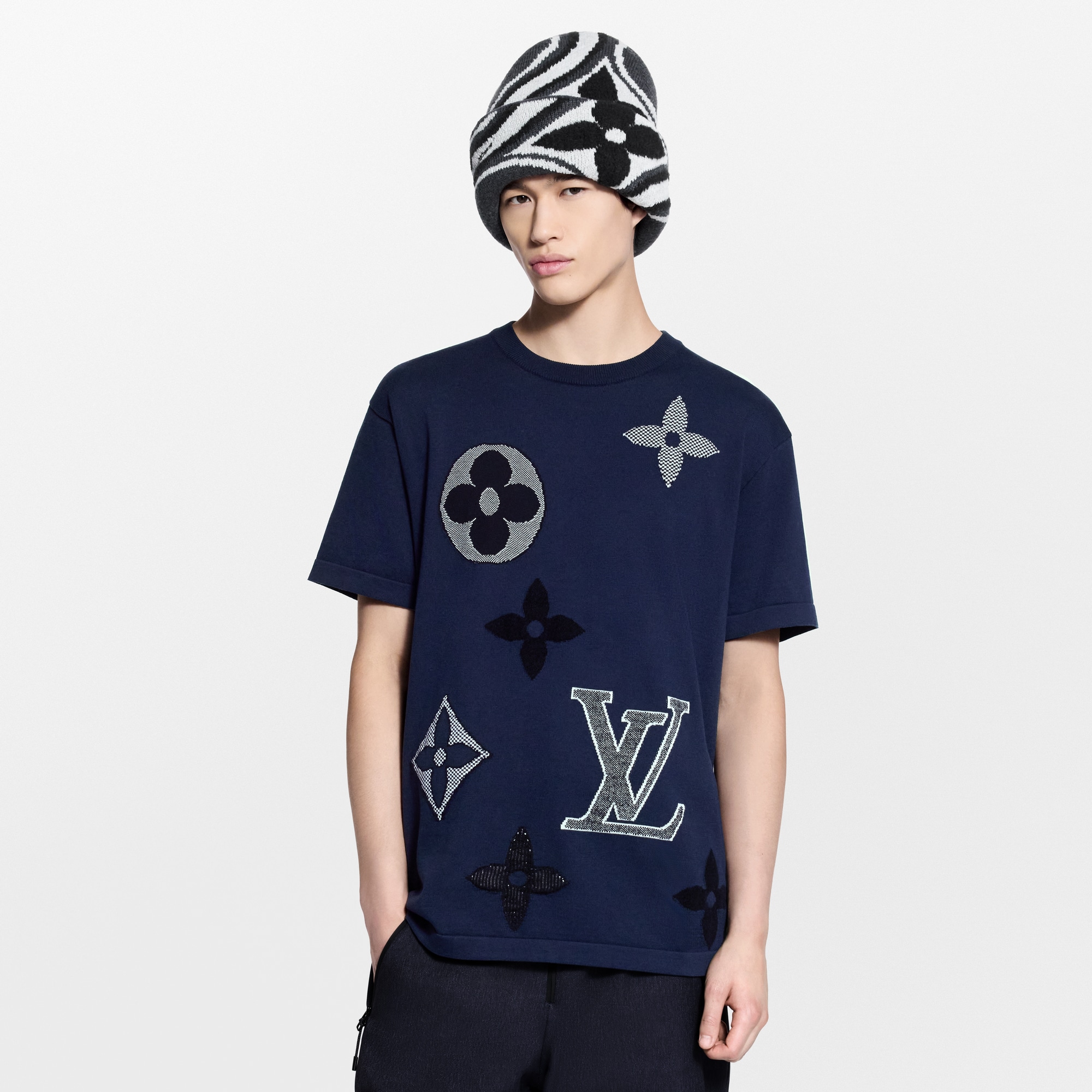 T-shirt girocollo a maniche corte lavorato a maglia con motivo Monogram  Novità Per gli uomini LV Ski | LOUIS VUITTON (Zoom prodotto)
